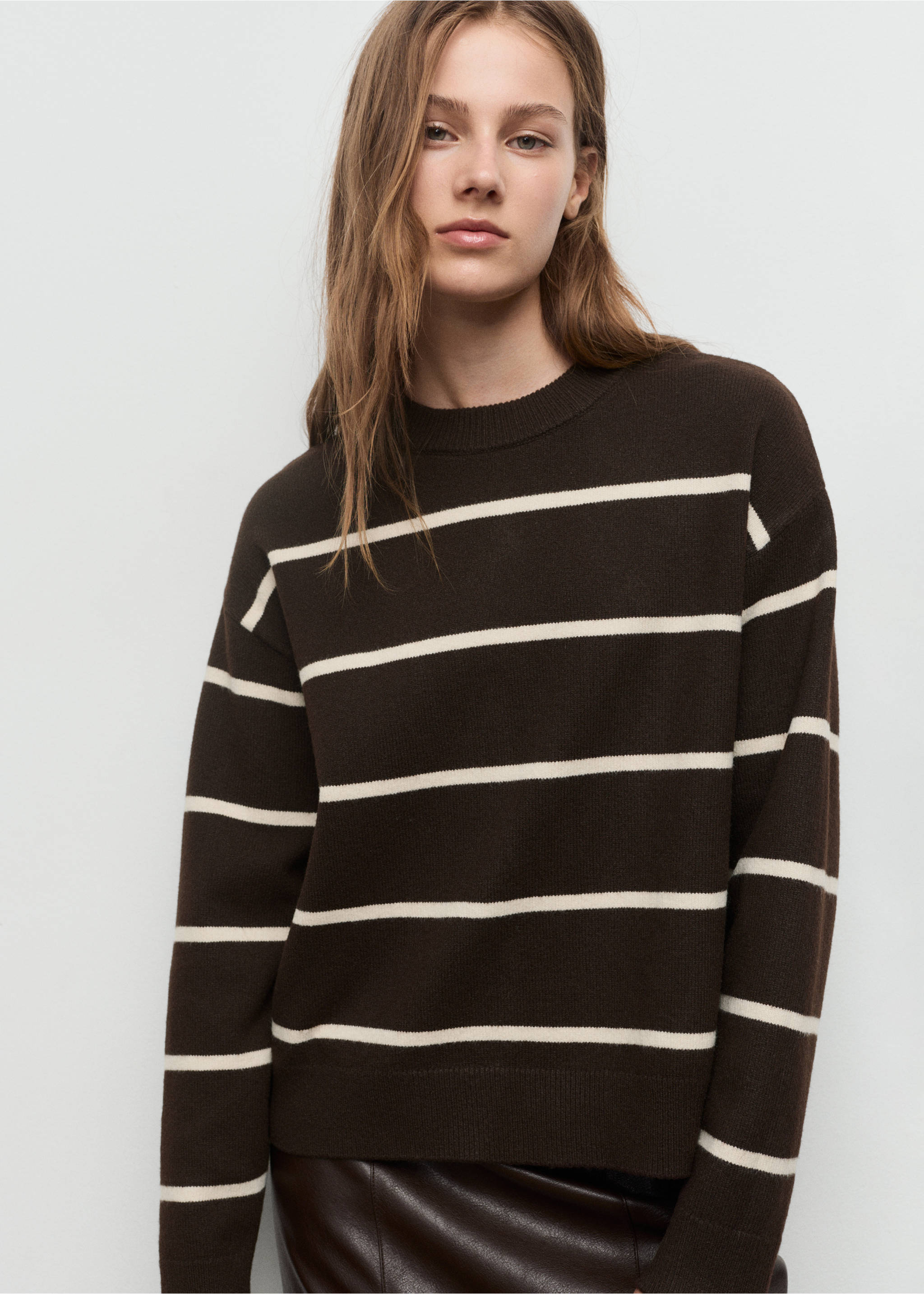 Jersey punto rayas - Plano medio, Chocolate. Ref: 17007789-00.