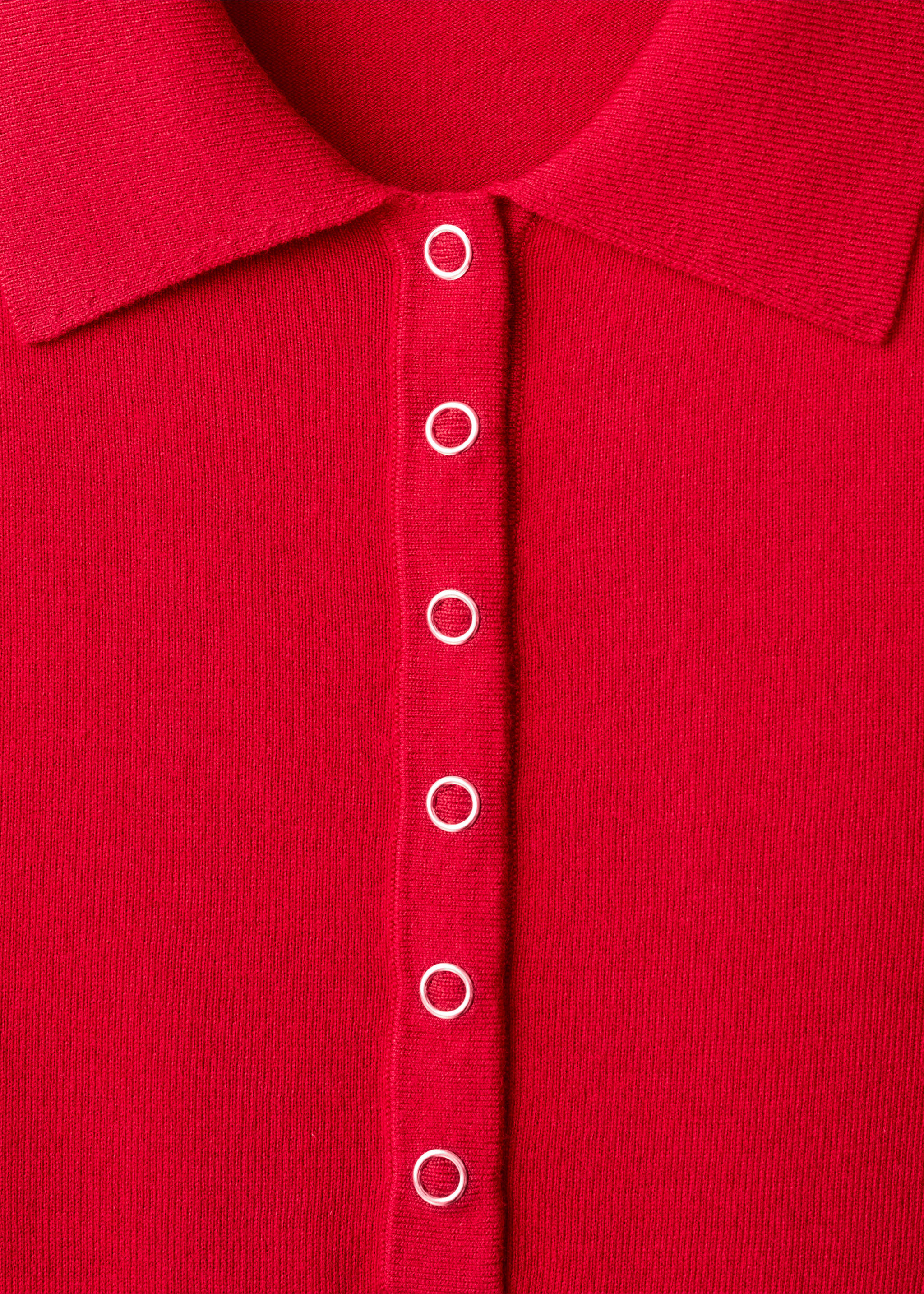 Long-sleeved polo-neck sweater - Details of the article 8, Red. Ref: 17007800-00.