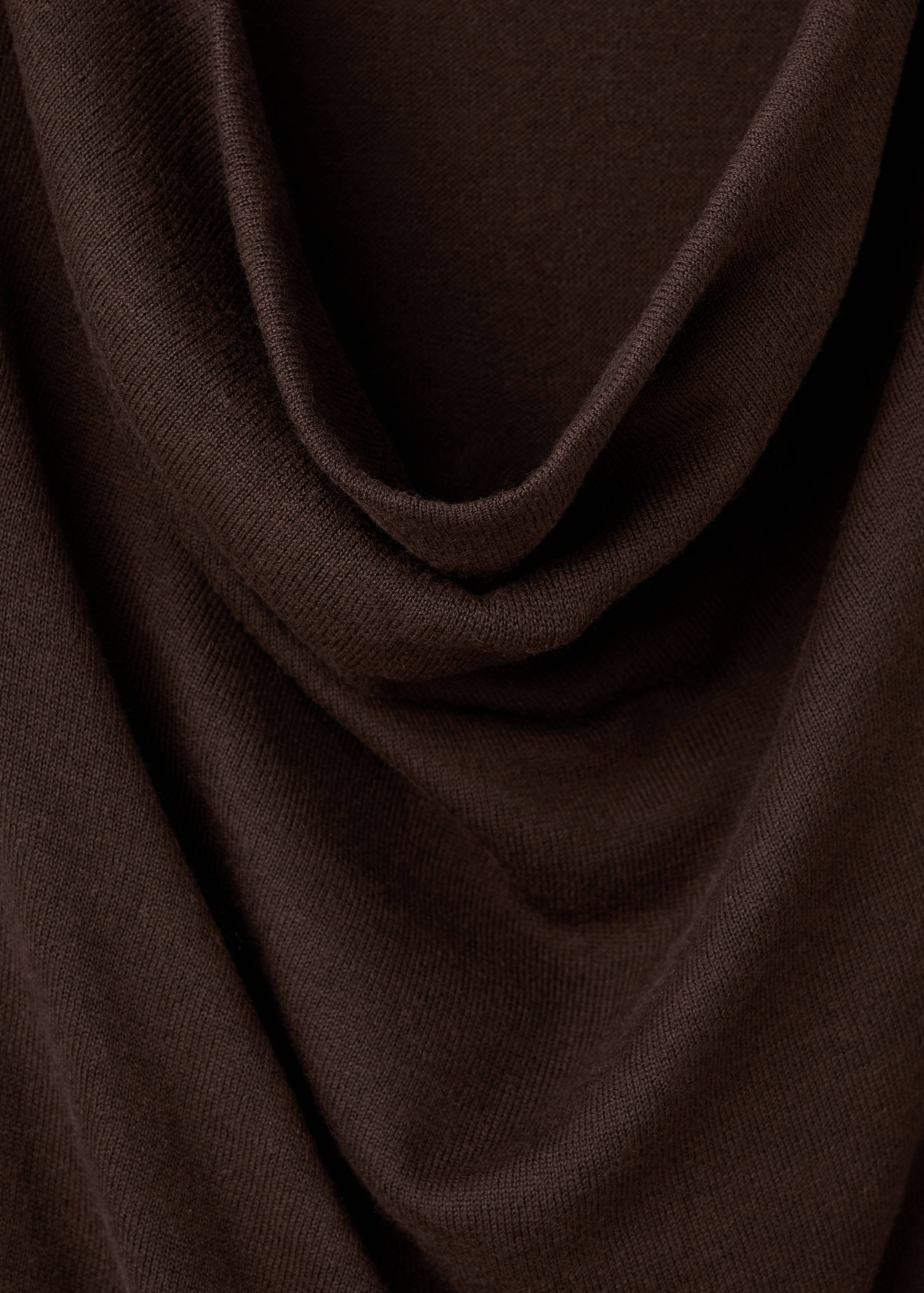 Brown jumper cowl neck detail