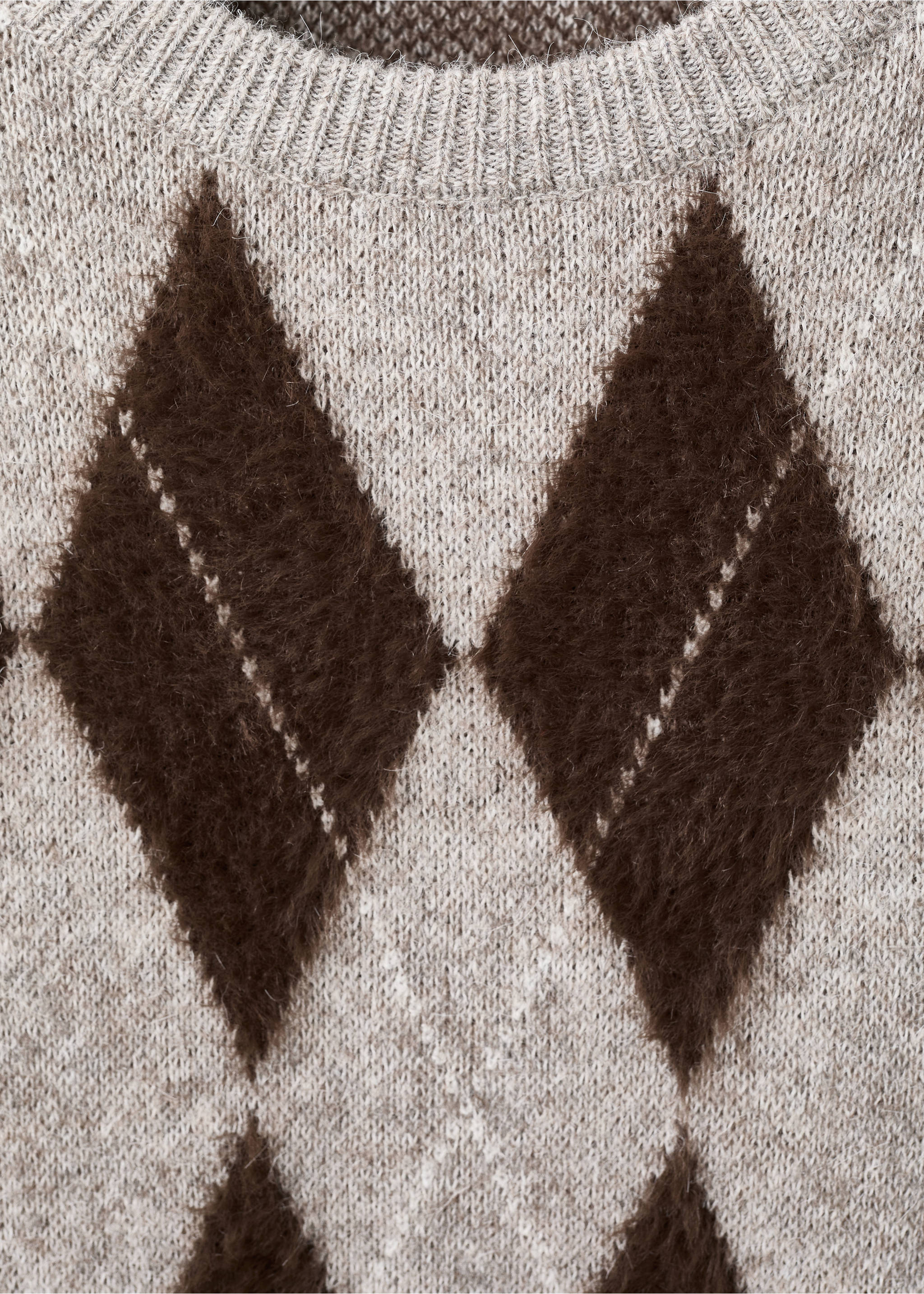 Argyle knit sweater - Details of the article 8, Light/Pastel Grey. Ref: 17007827-00.