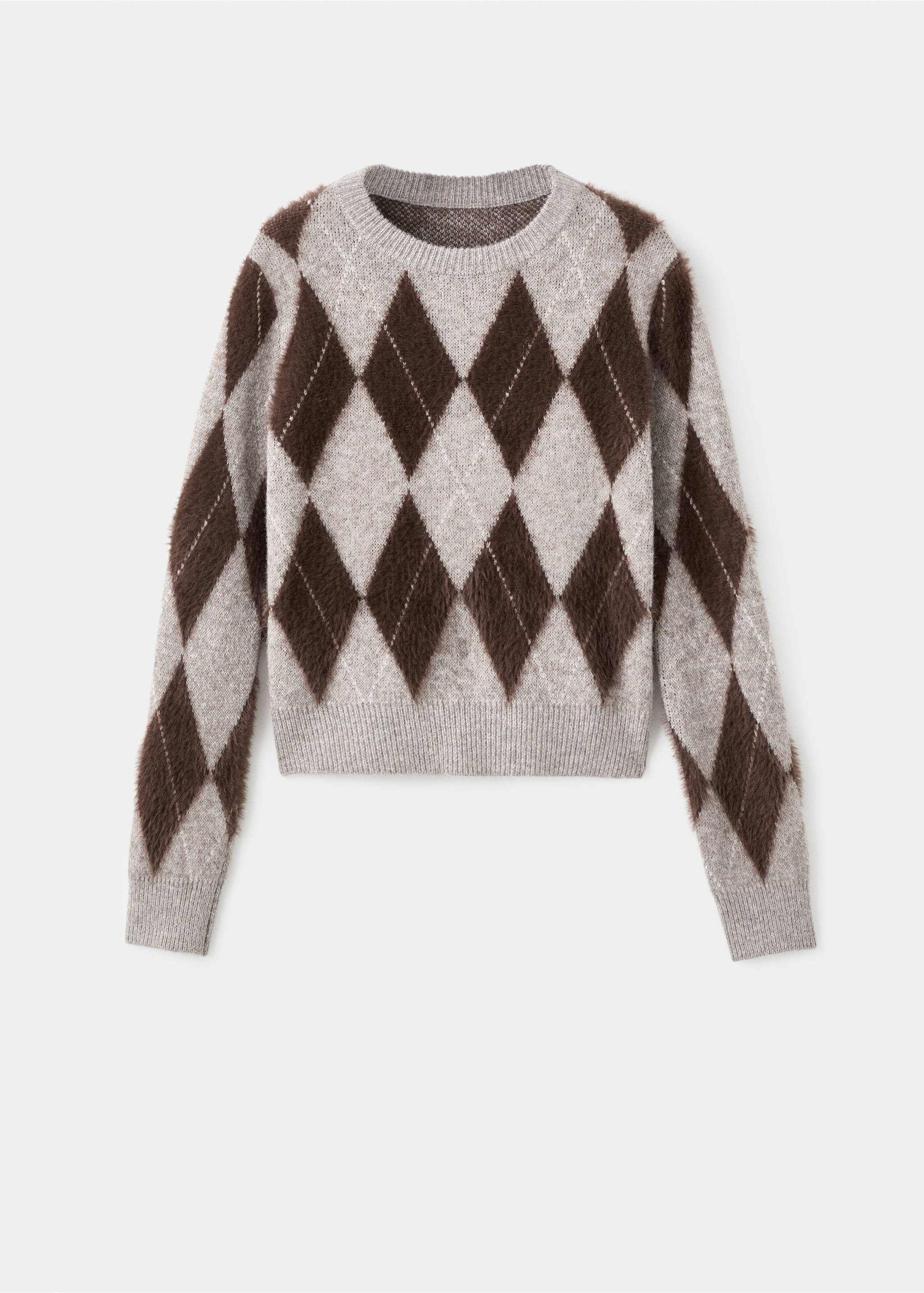 Argyle knit sweater - Article without model, Light/Pastel Grey. Ref: 17007827-00.