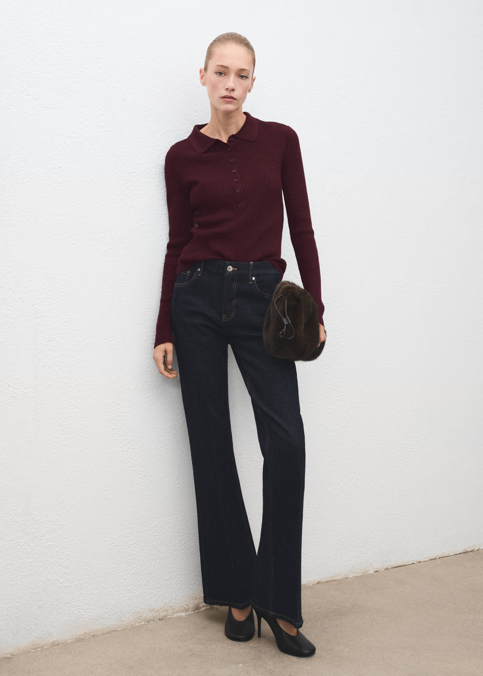 Polo-neck ribbed sweater - General plane