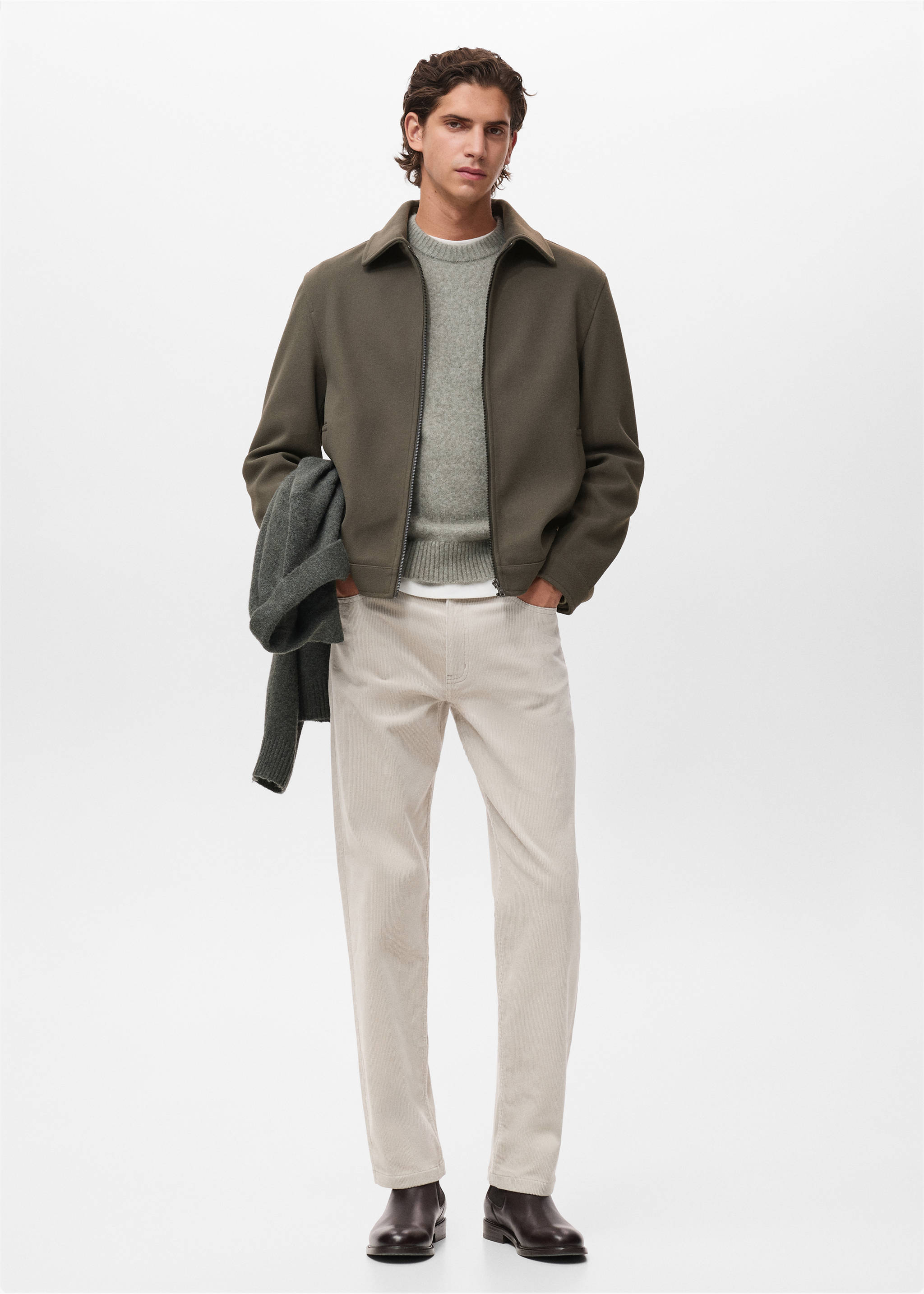 Pantalón pana regular fit - Plano general, Beige. Ref: 17007889-00.