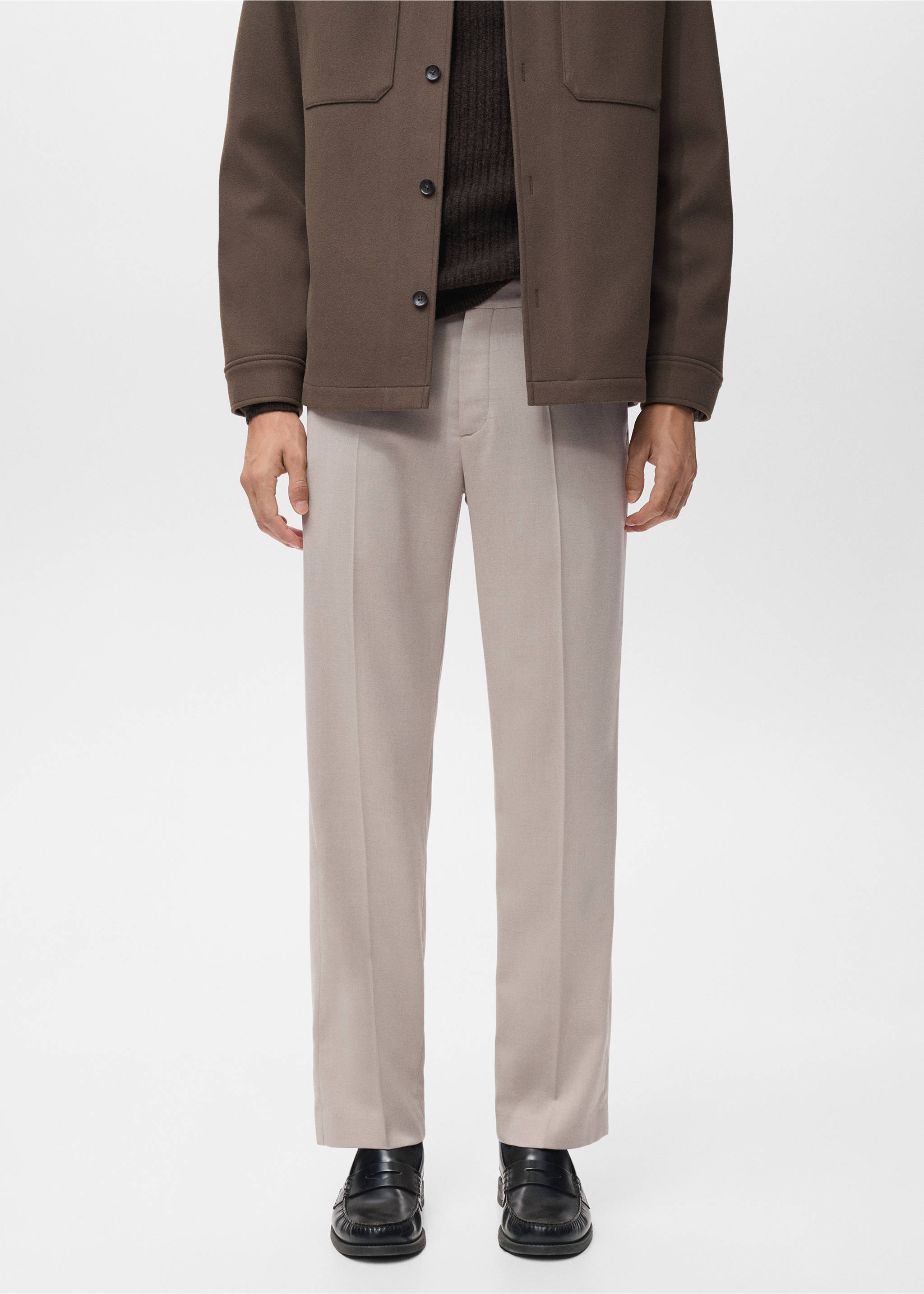 Fluid regular-fit trousers - Medium plane, Beige. Ref: 17007890-00.