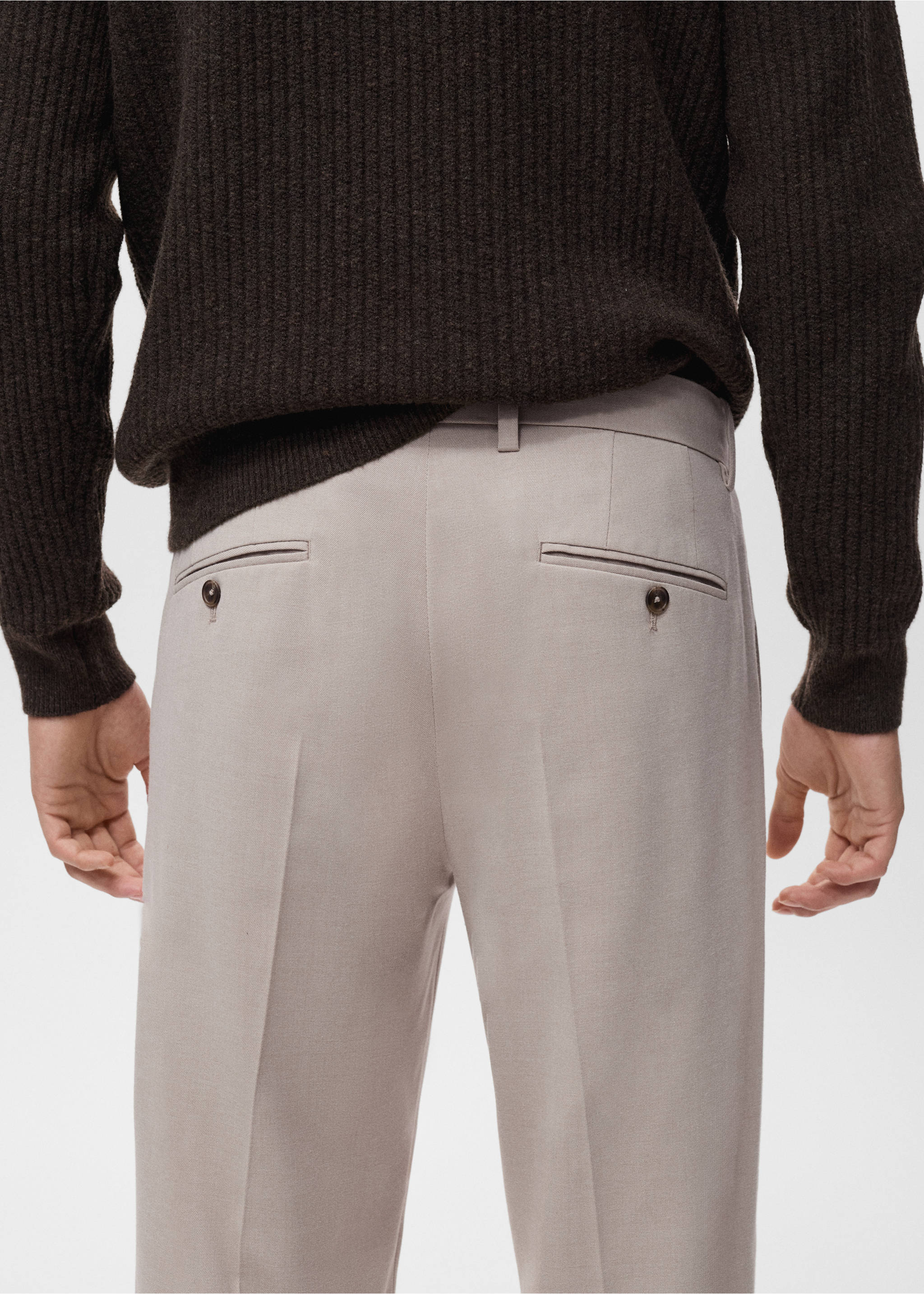 Fluid regular-fit trousers - Details of the article 3, Beige. Ref: 17007890-00.