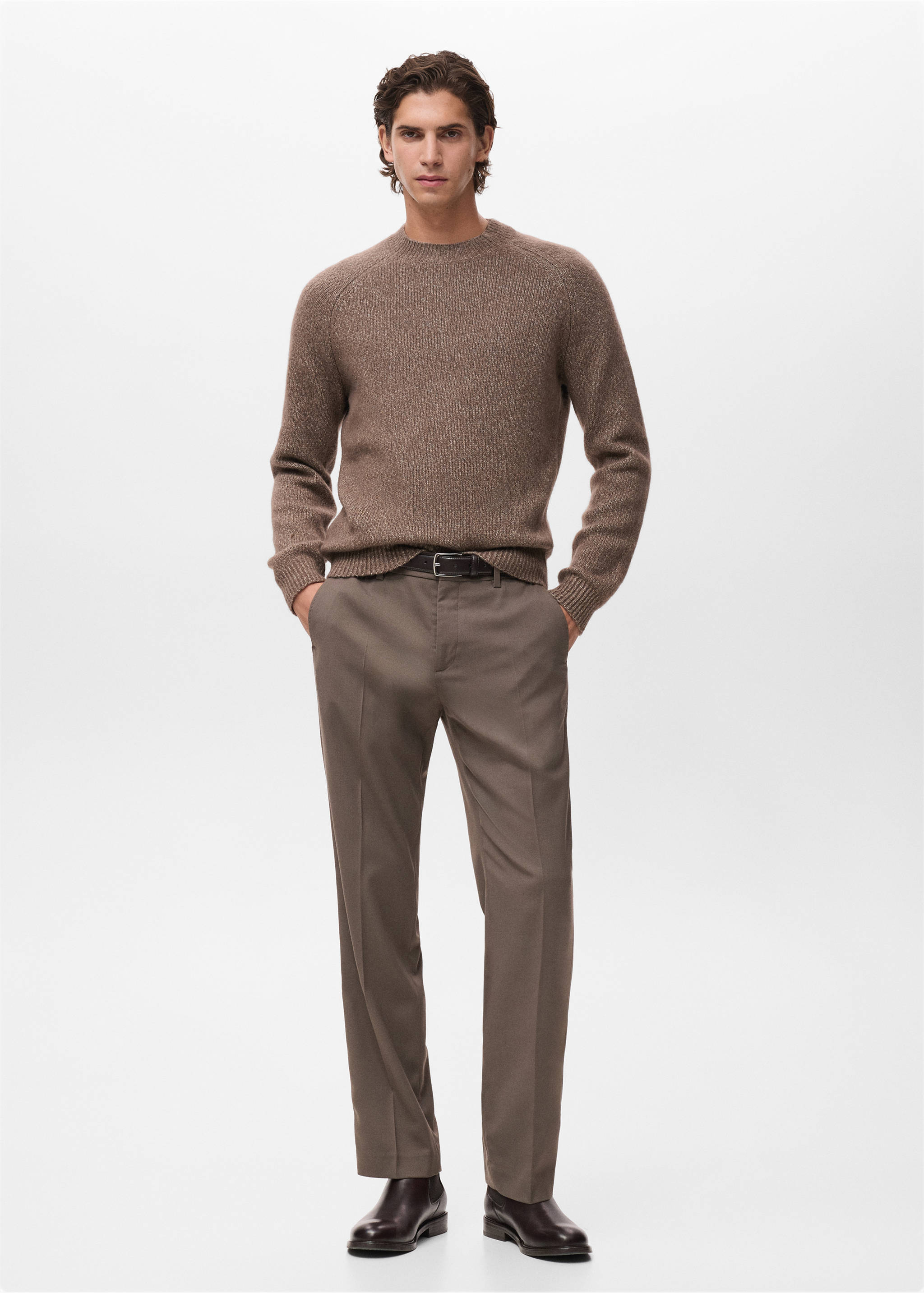 Fluid regular-fit trousers - General plane, Medium Brown. Ref: 17007890-00.