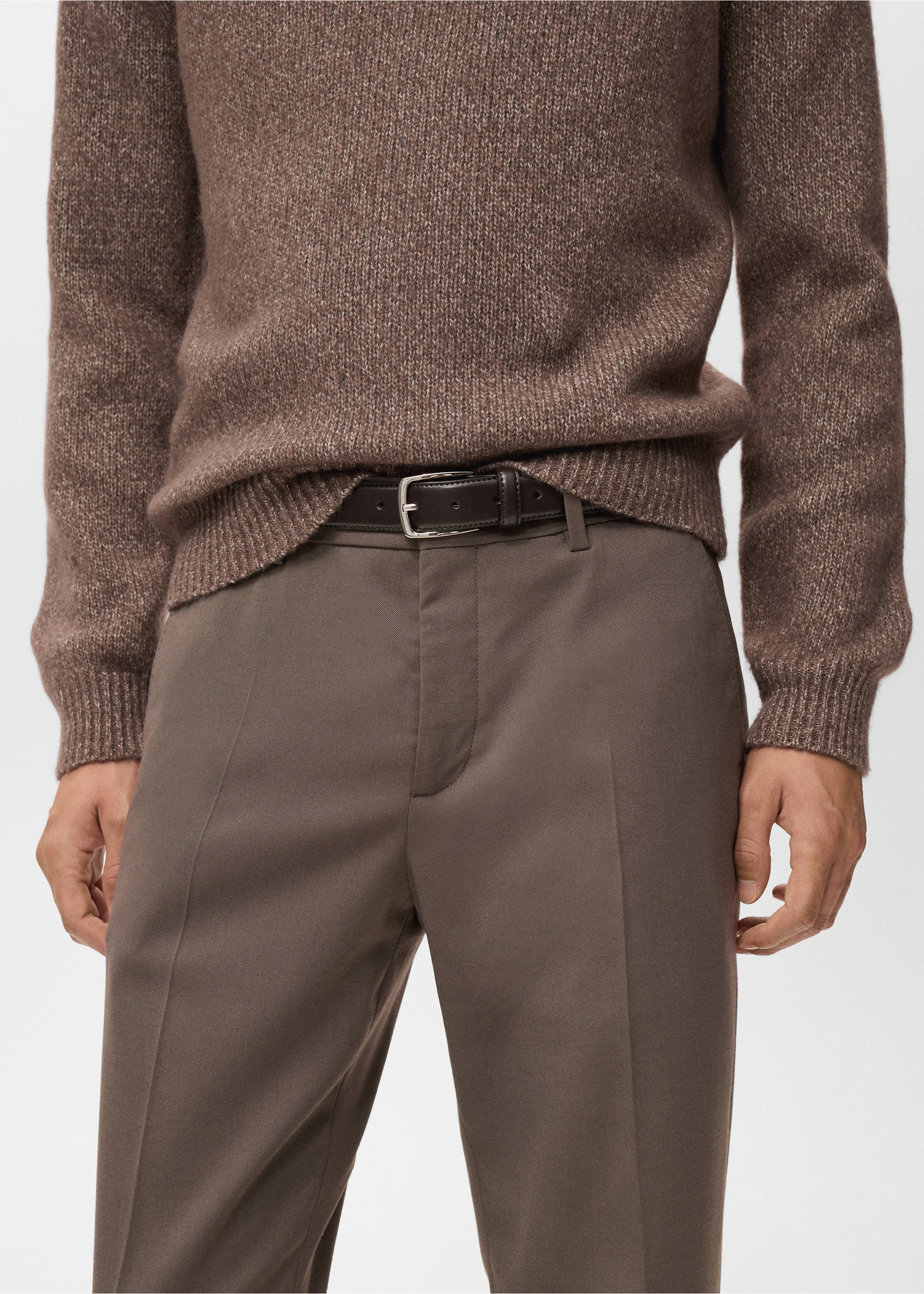 Fluid regular-fit trousers - Details of the article 1, Medium Brown. Ref: 17007890-00.