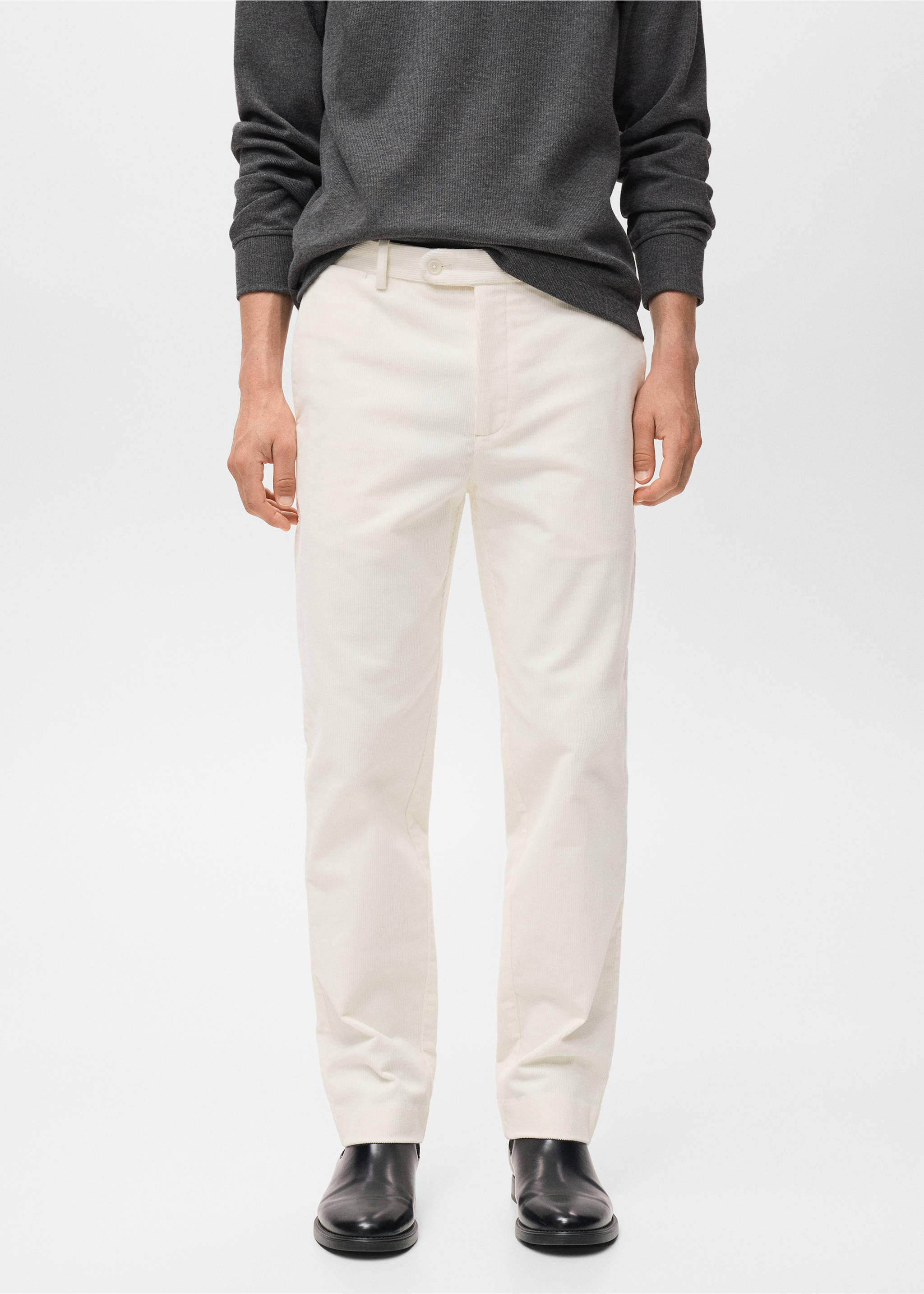 Off-white straight-leg trousers with belt loops and front fastening., Off White. Ref: 17007891-00.