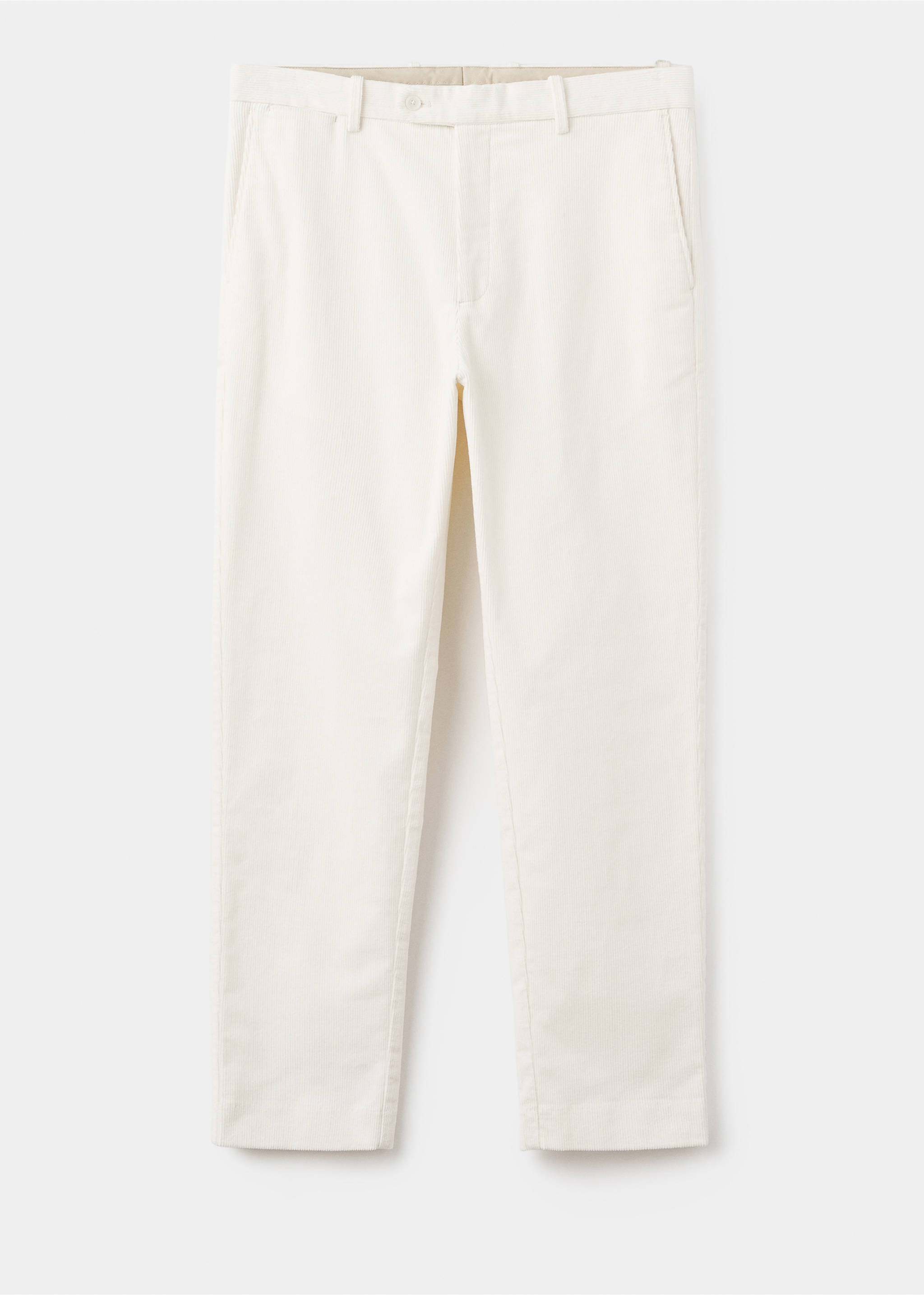 Cream straight-leg trousers with belt loops and front fastening., Off White. Ref: 17007891-00.