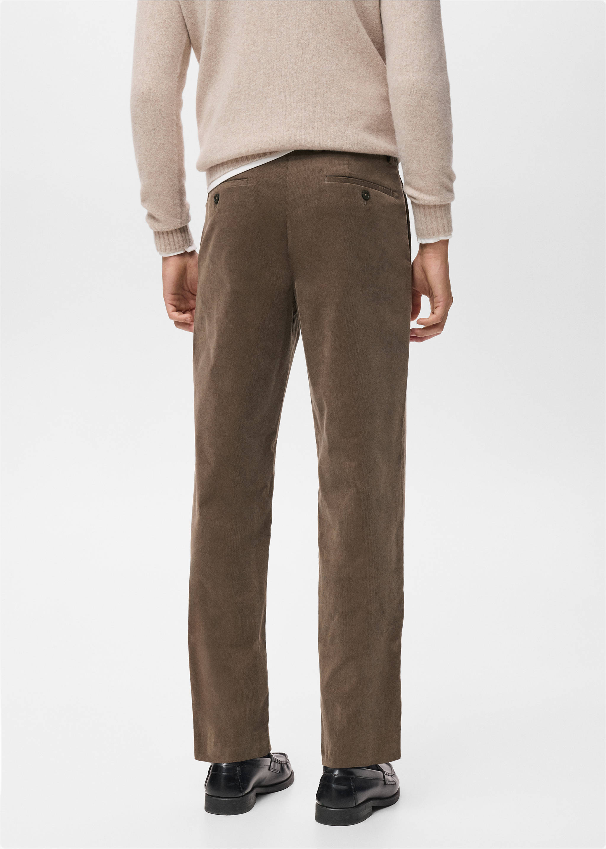 Pantalón regular fit algodón pana - Reverso del artículo, Gris visón. Ref: 17007891-00.