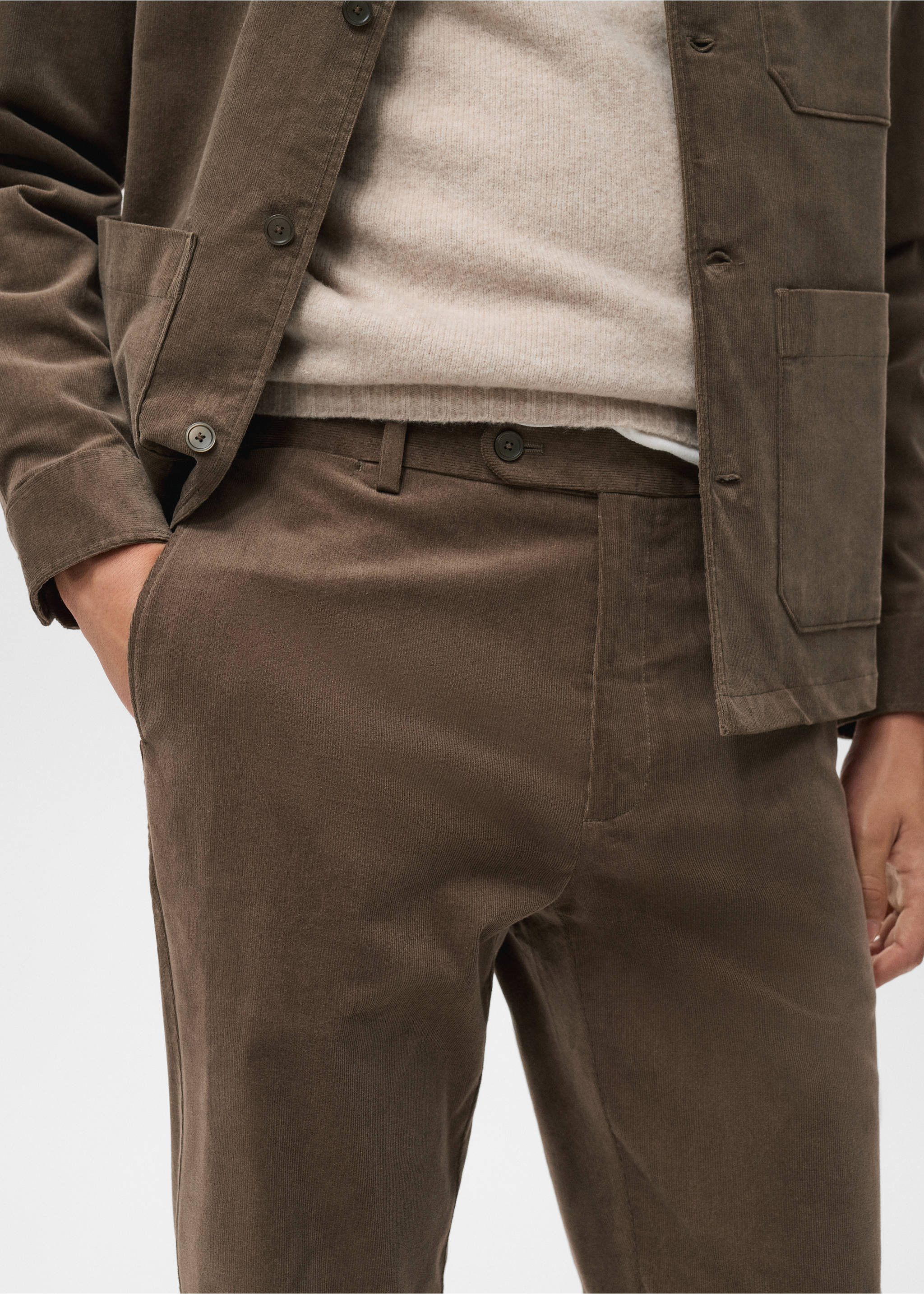 Pantalón regular fit algodón pana - Detalle del artículo 1, Gris visón. Ref: 17007891-00.