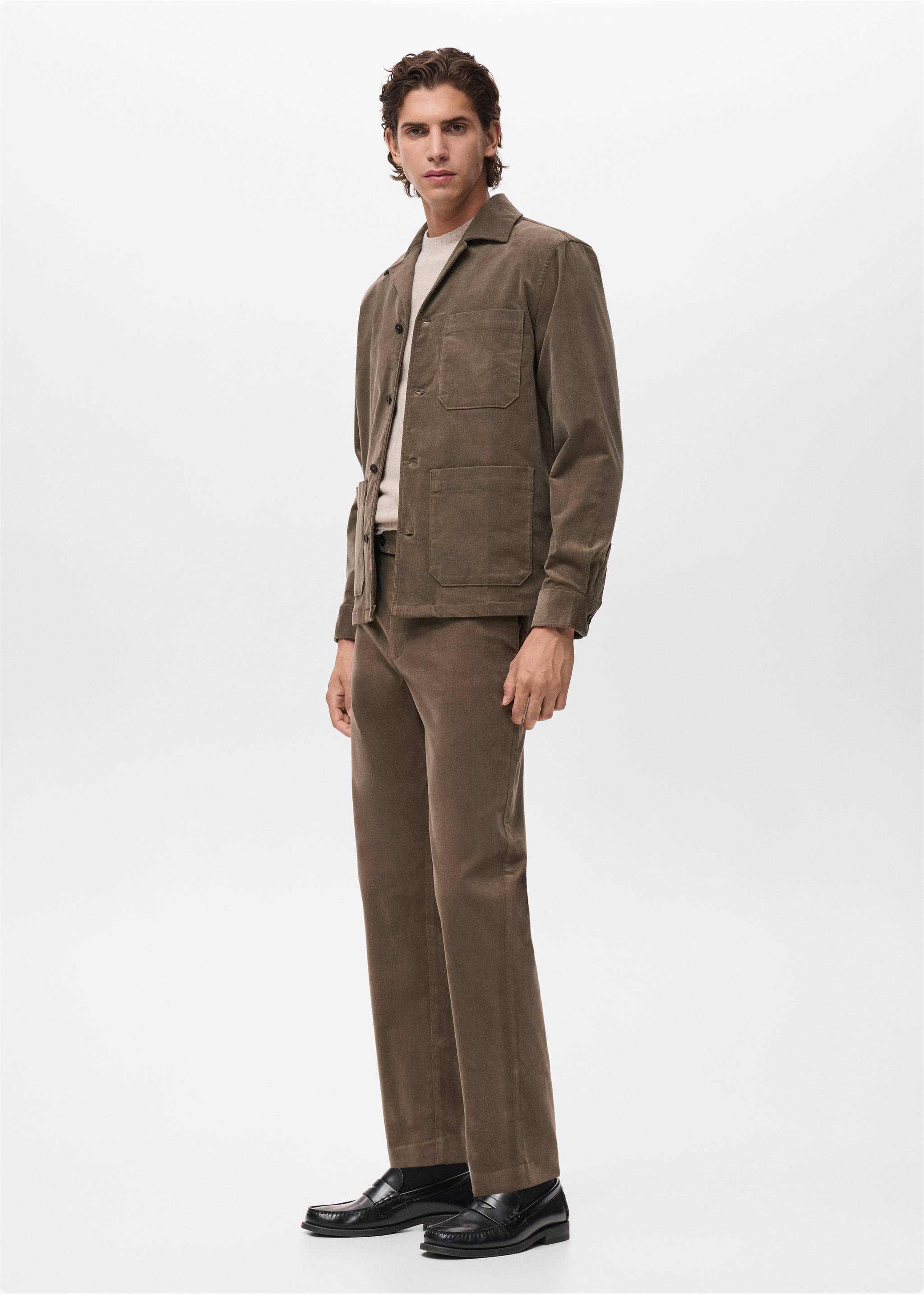 Pantalón regular fit algodón pana - Detalle del artículo 2, Gris visón. Ref: 17007891-00.