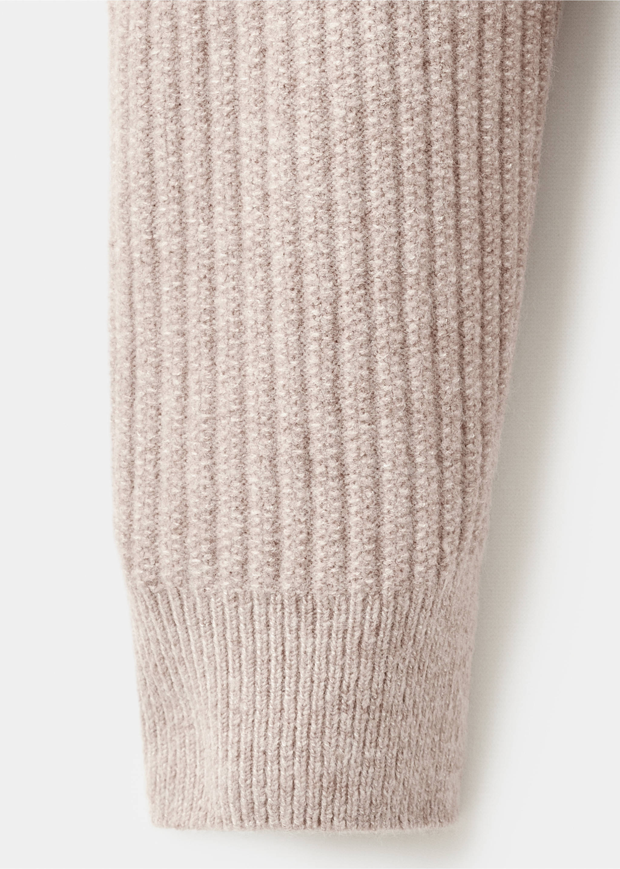 Ribbed sweater with zip neck - Details of the article 8, Sand. Ref: 17007899-00.