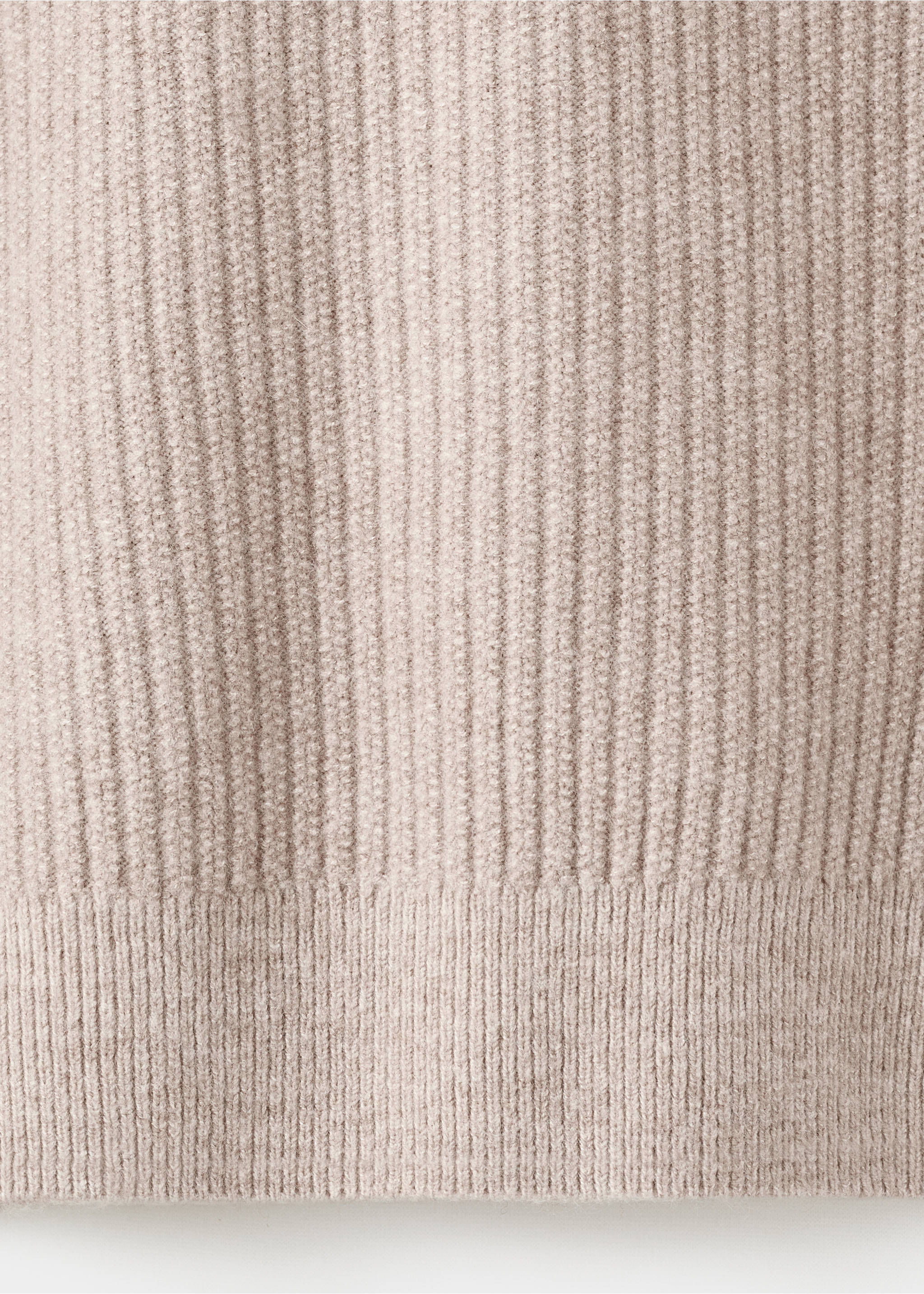 Ribbed sweater with zip neck - Details of the article 0, Sand. Ref: 17007899-00.