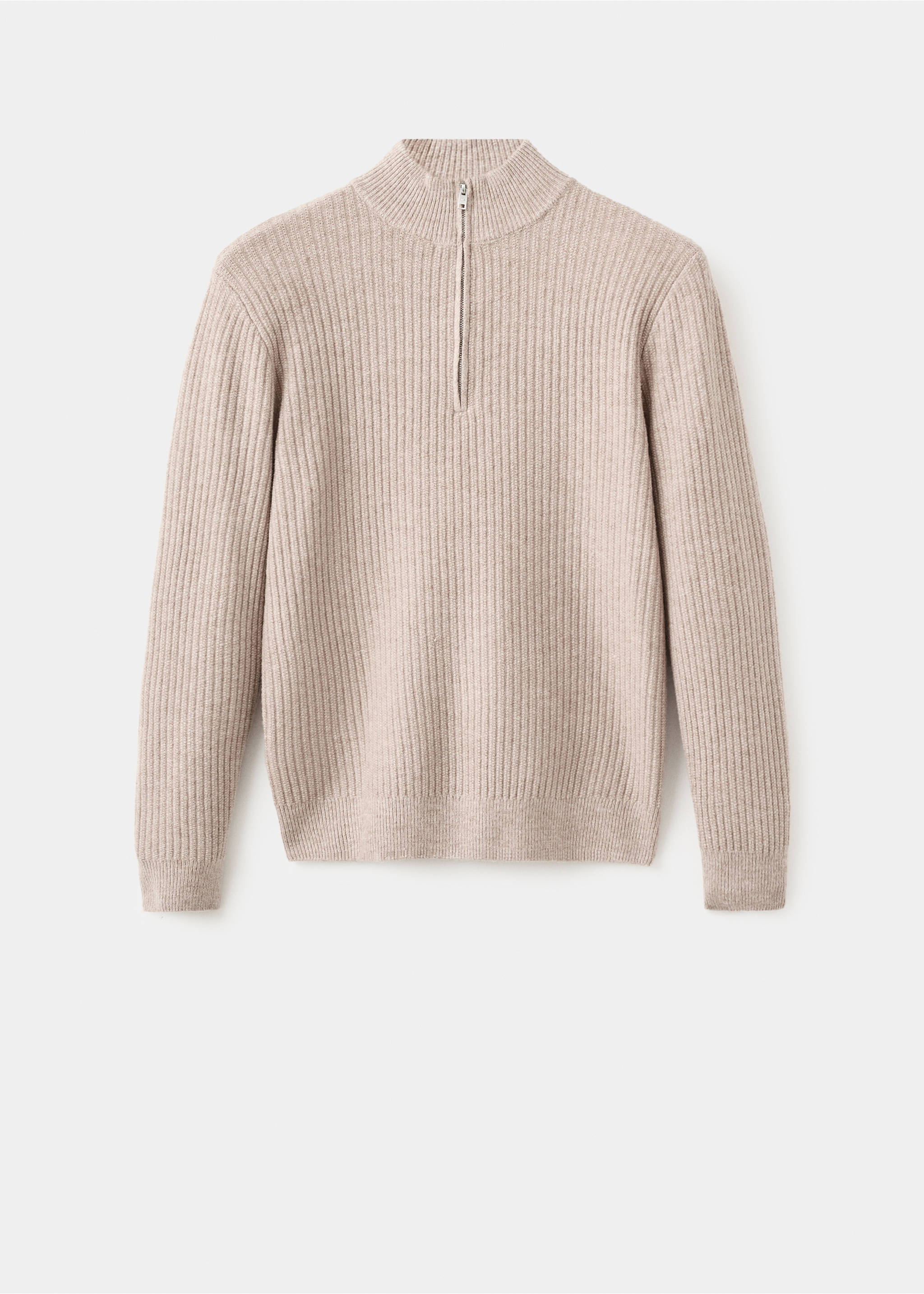 Ribbed sweater with zip neck - Article without model, Sand. Ref: 17007899-00.