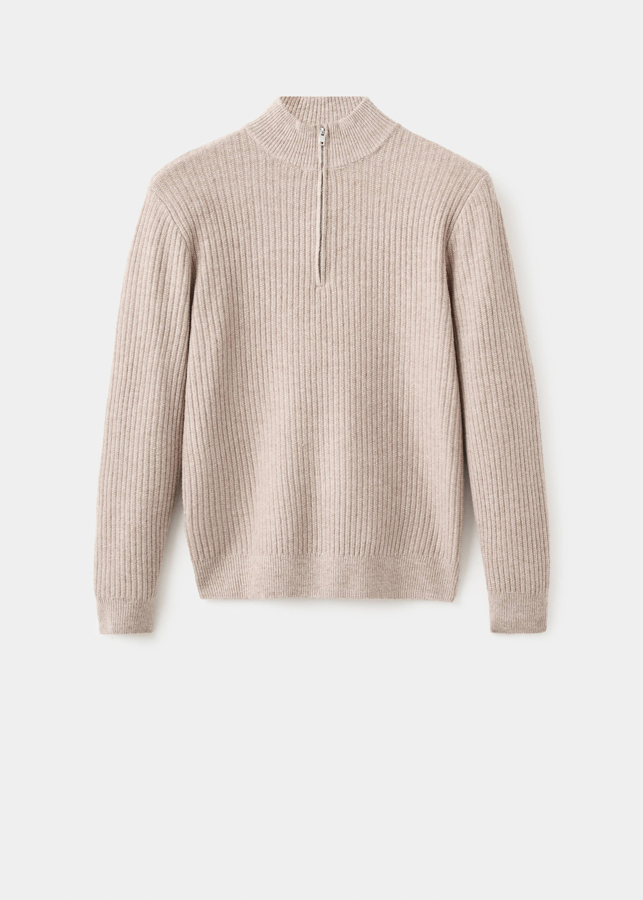 Ribbed sweater with zip neck - Article without model