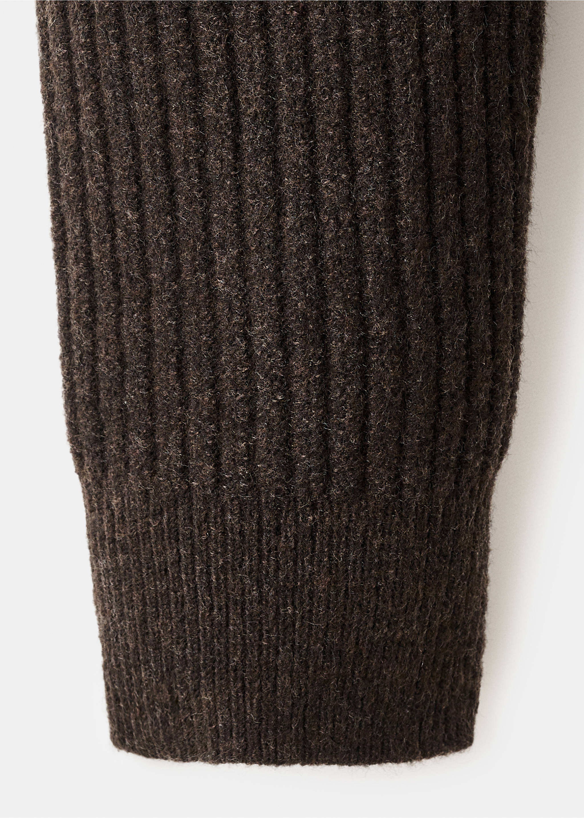 Ribbed sweater with zip neck - Details of the article 0, Brown. Ref: 17007899-00.