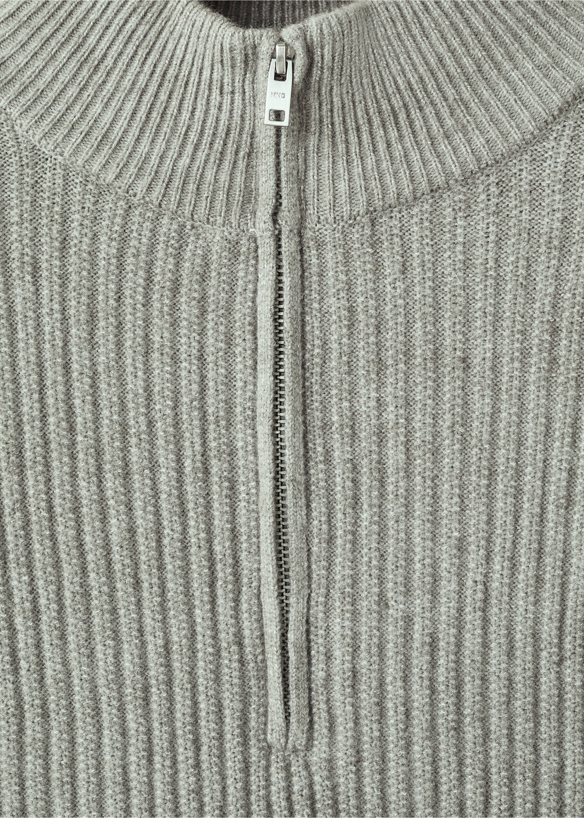 Ribbed sweater with zip neck - Details of the article 8, Pastel Green. Ref: 17007899-00.