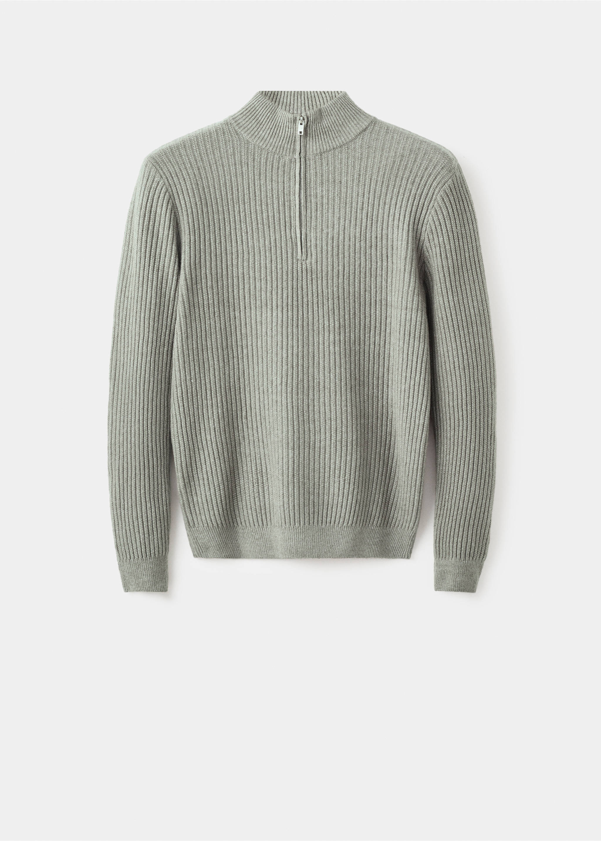 Ribbed sweater with zip neck - Article without model, Pastel Green. Ref: 17007899-00.