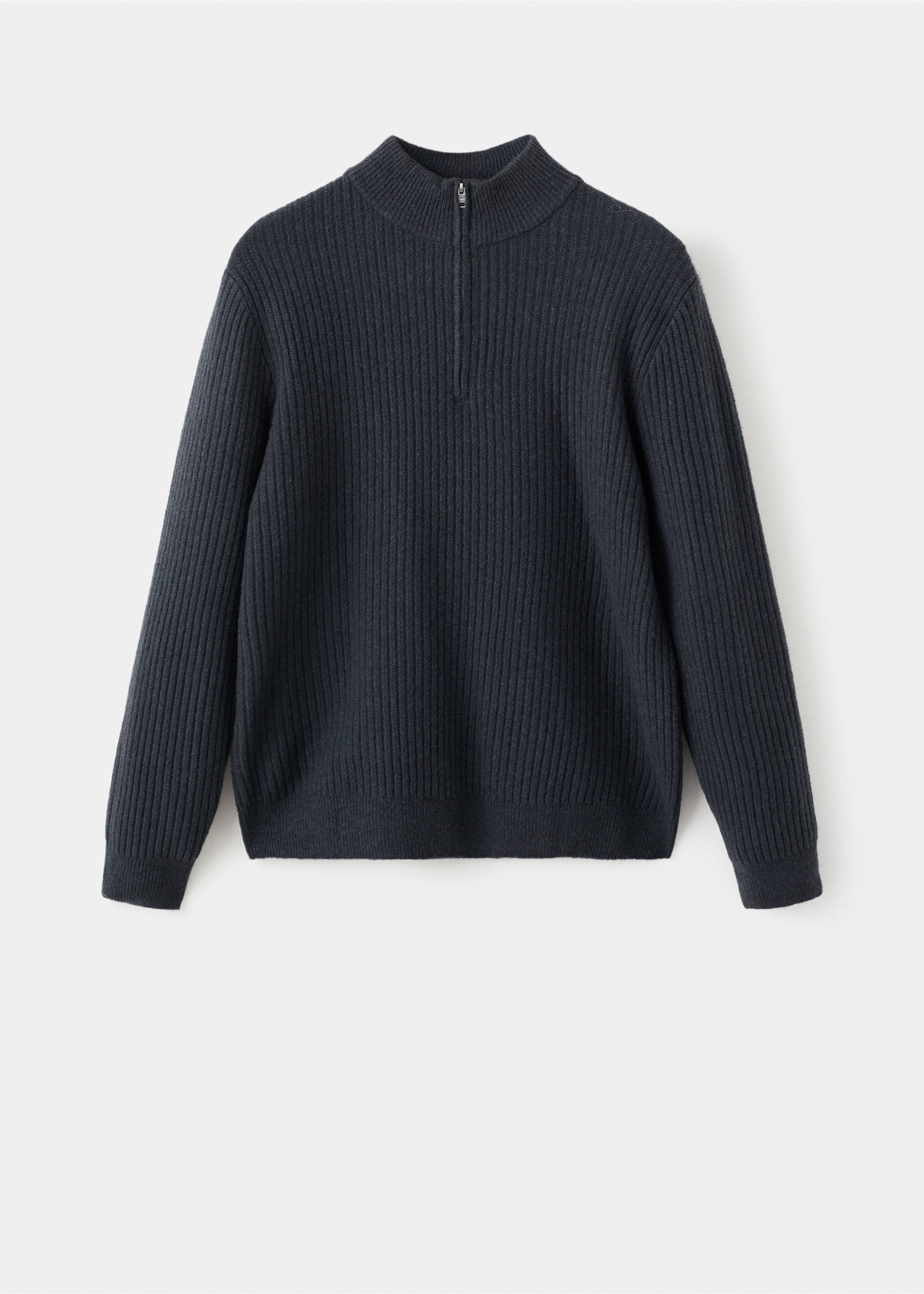 Ribbed sweater with zip neck - Article without model, Indigo Blue. Ref: 17007899-00.