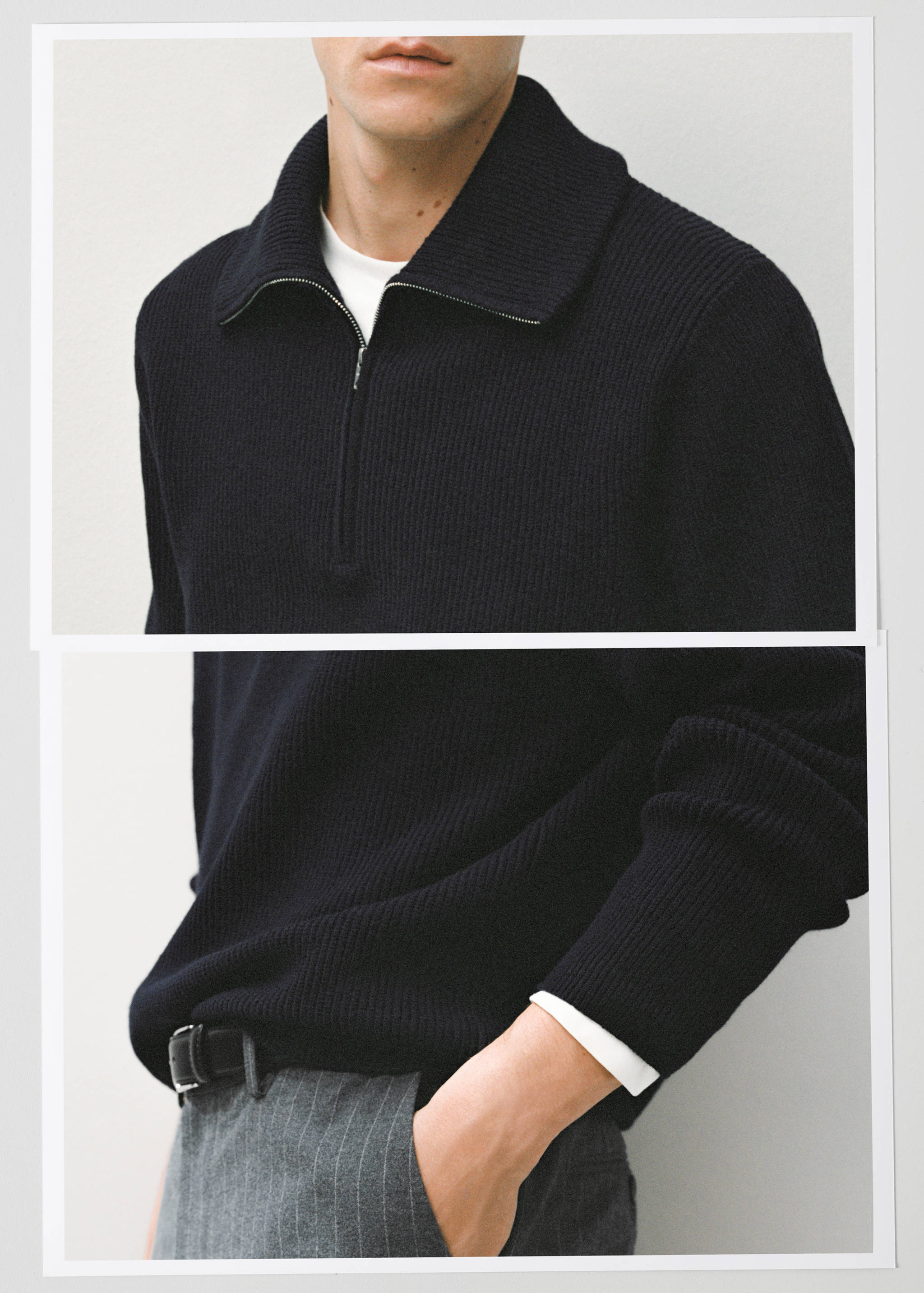 Knitted sweater with zip collar - Details of the article 3
