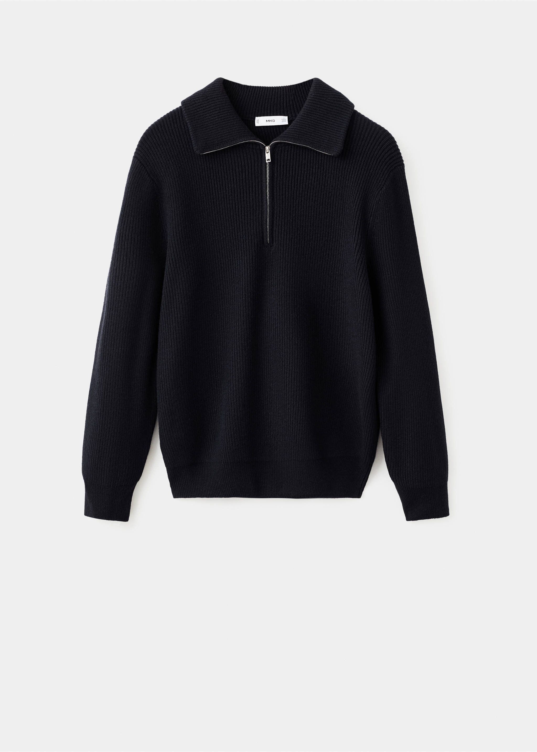 Knitted sweater with zip collar - Article without model, Navy. Ref: 17007901-00.