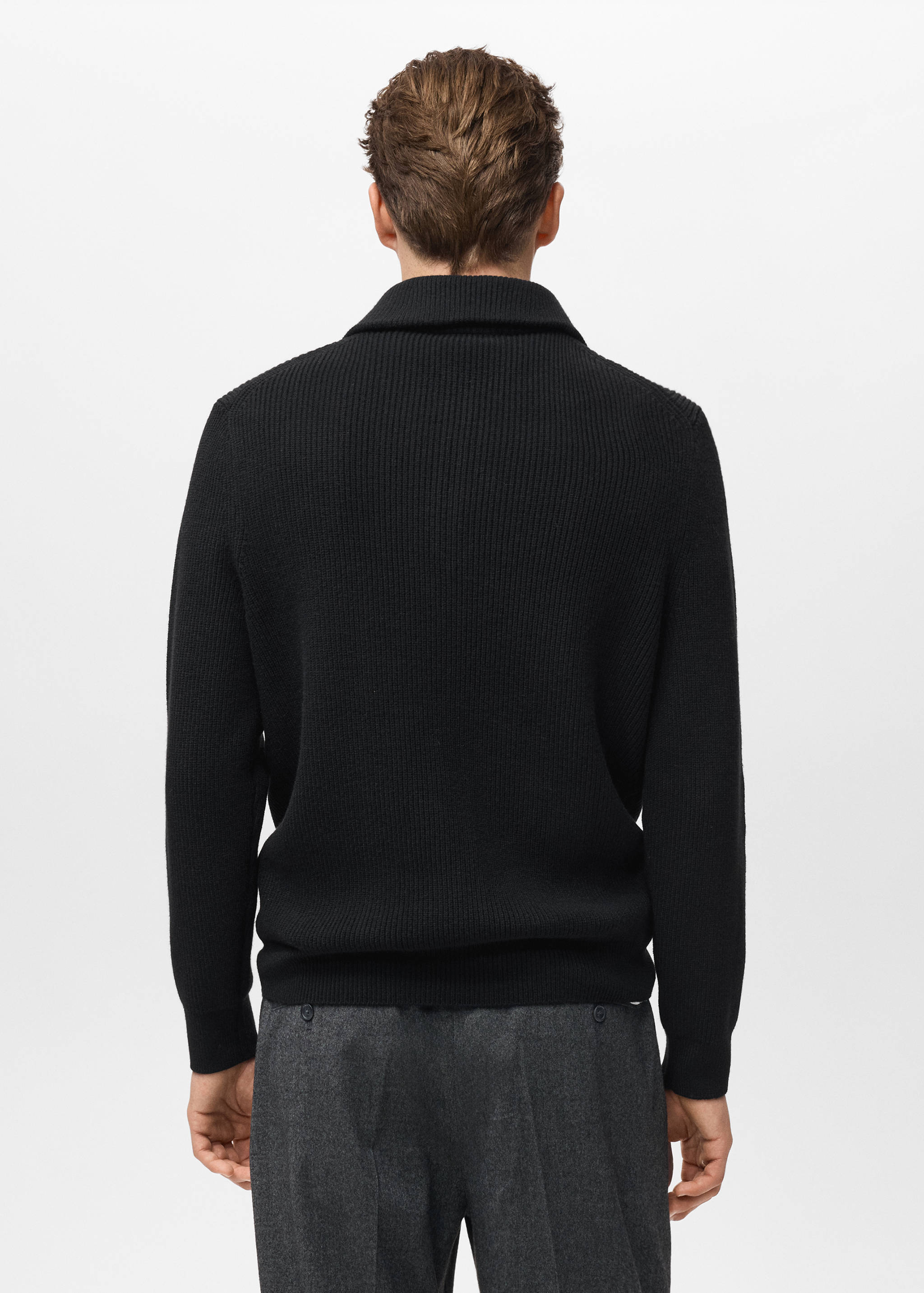 Knitted sweater with zip collar - Reverse of the article