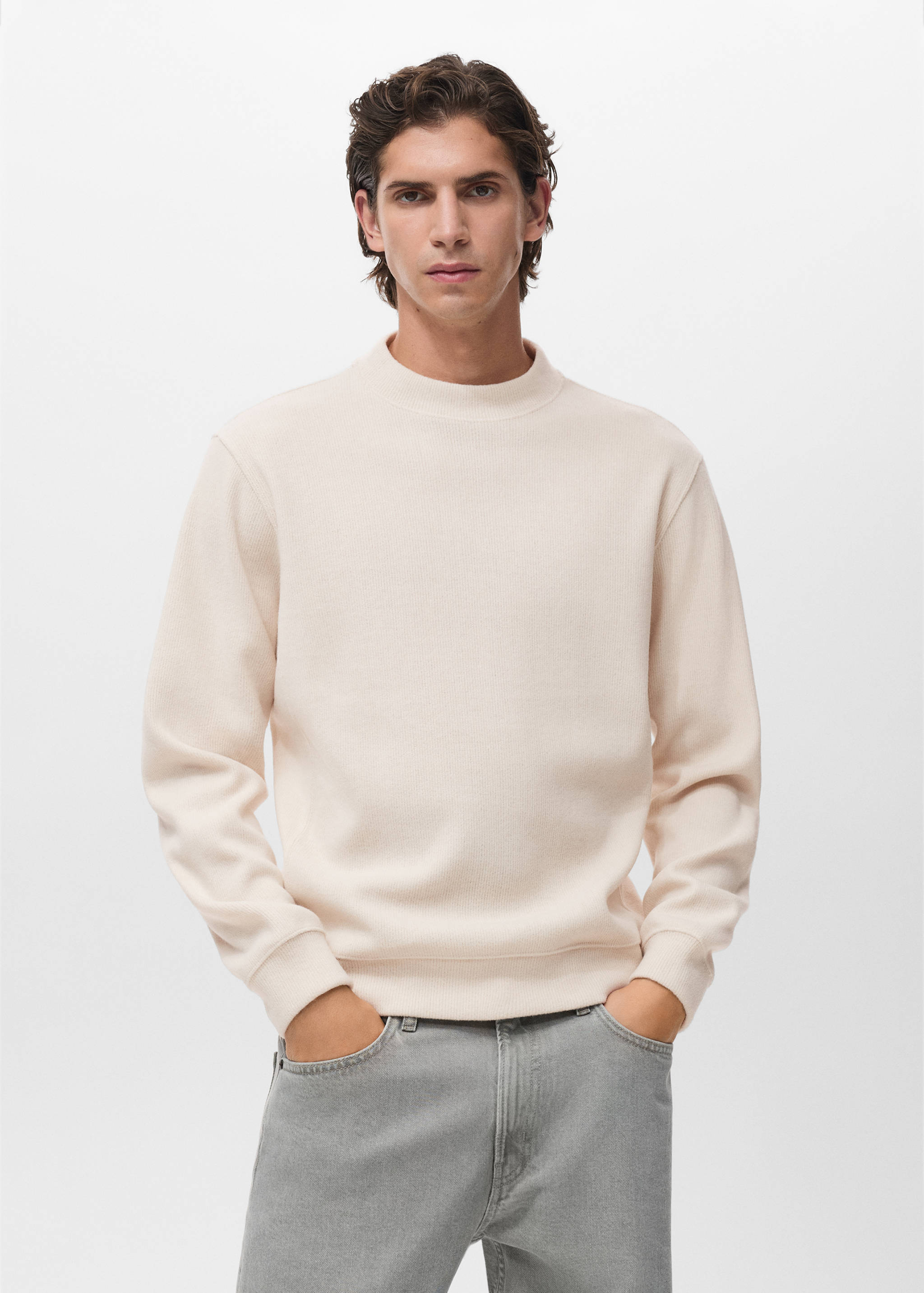 Regular Fit Sweatshirt aus Strick - Mittlere Ansicht