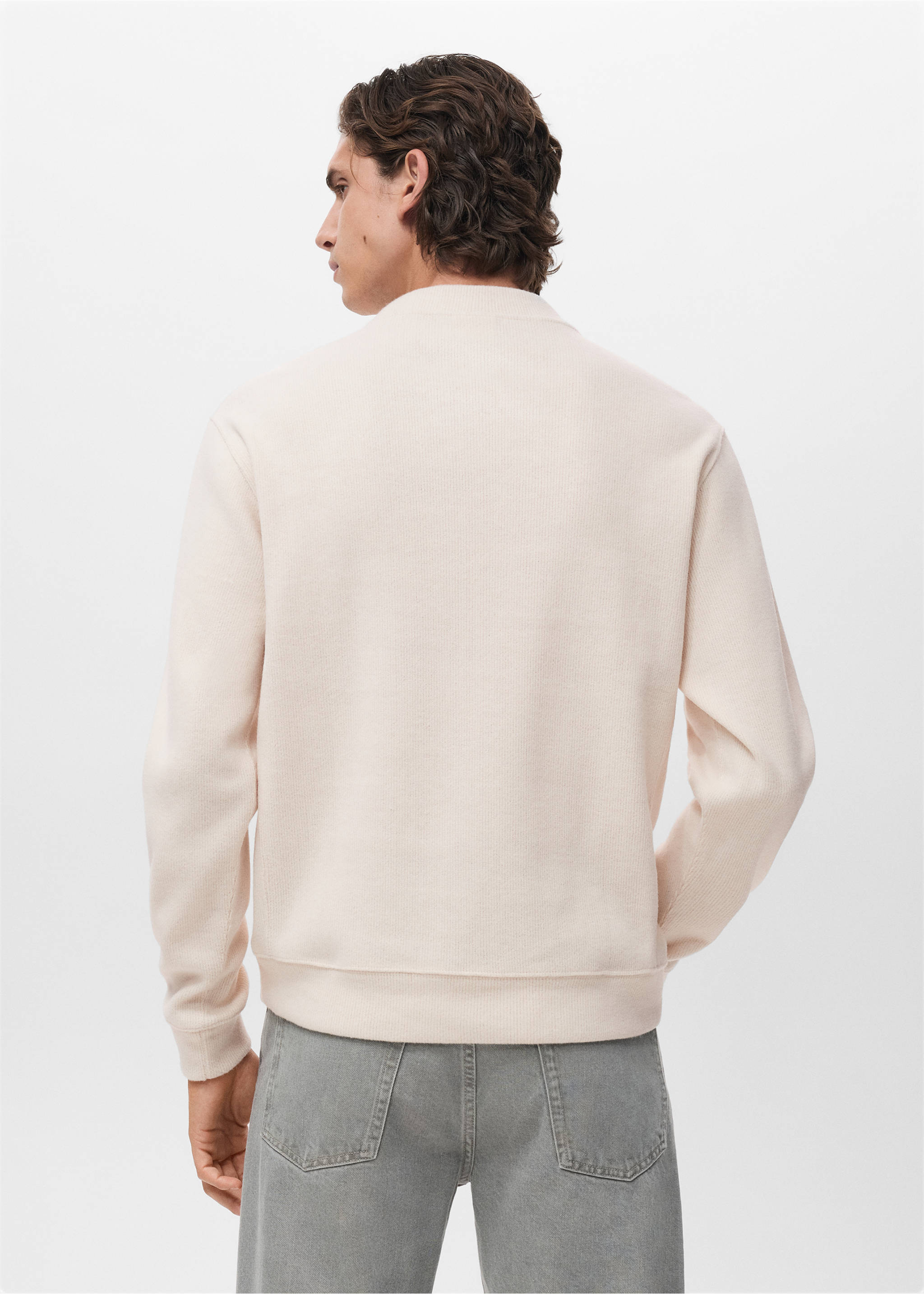 Regular Fit Sweatshirt aus Strick - Rückseite des Artikels, Ecru. Ref: 17007902-00.