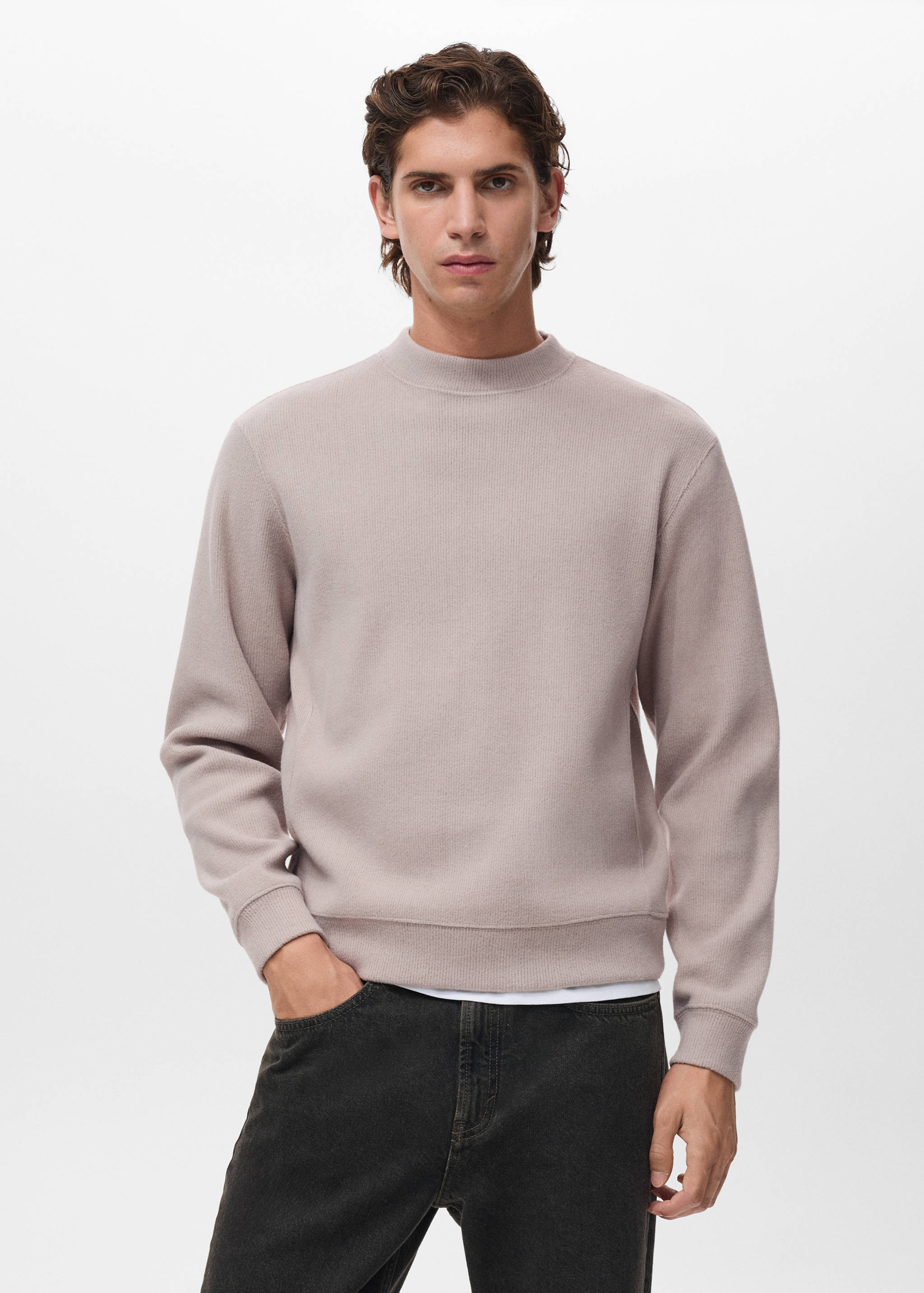 Regular Fit Sweatshirt aus Strick - Mittlere Ansicht