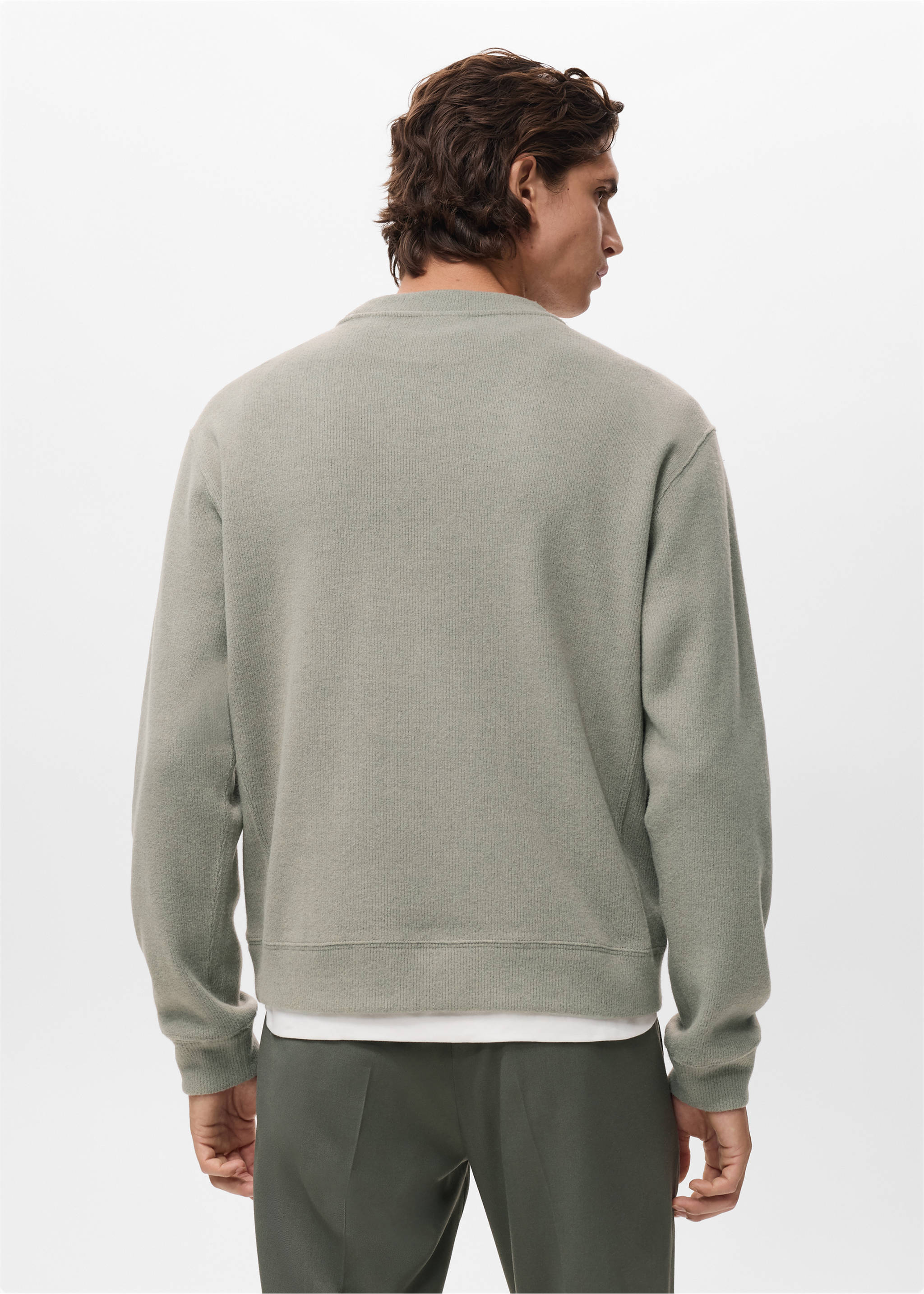 Regular Fit Sweatshirt aus Strick - Rückseite des Artikels, Pastellgrün. Ref: 17007902-00.