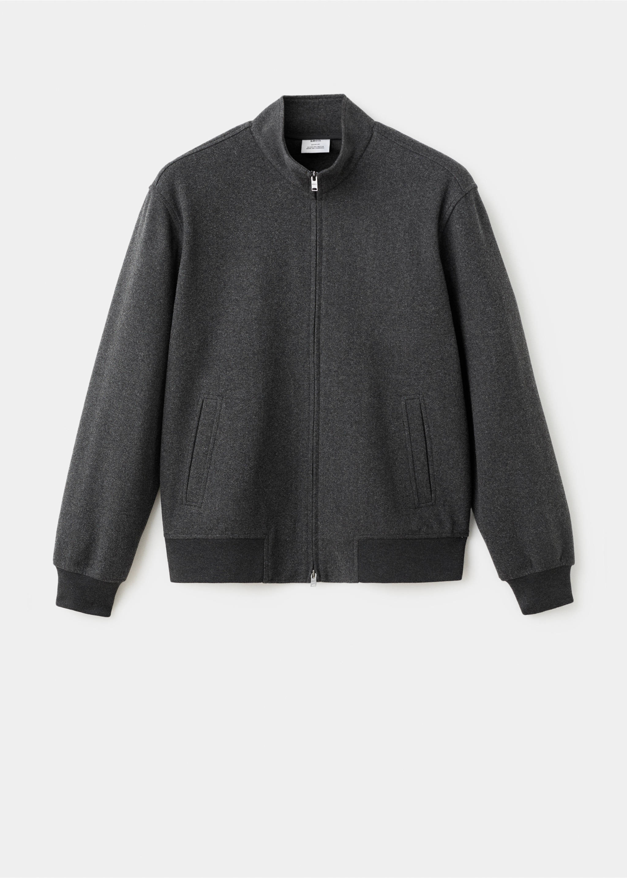 Dark grey zip-up sweatshirt with a high collar and ribbed hem., Dark Heather Grey. Ref: 17007903-00.
