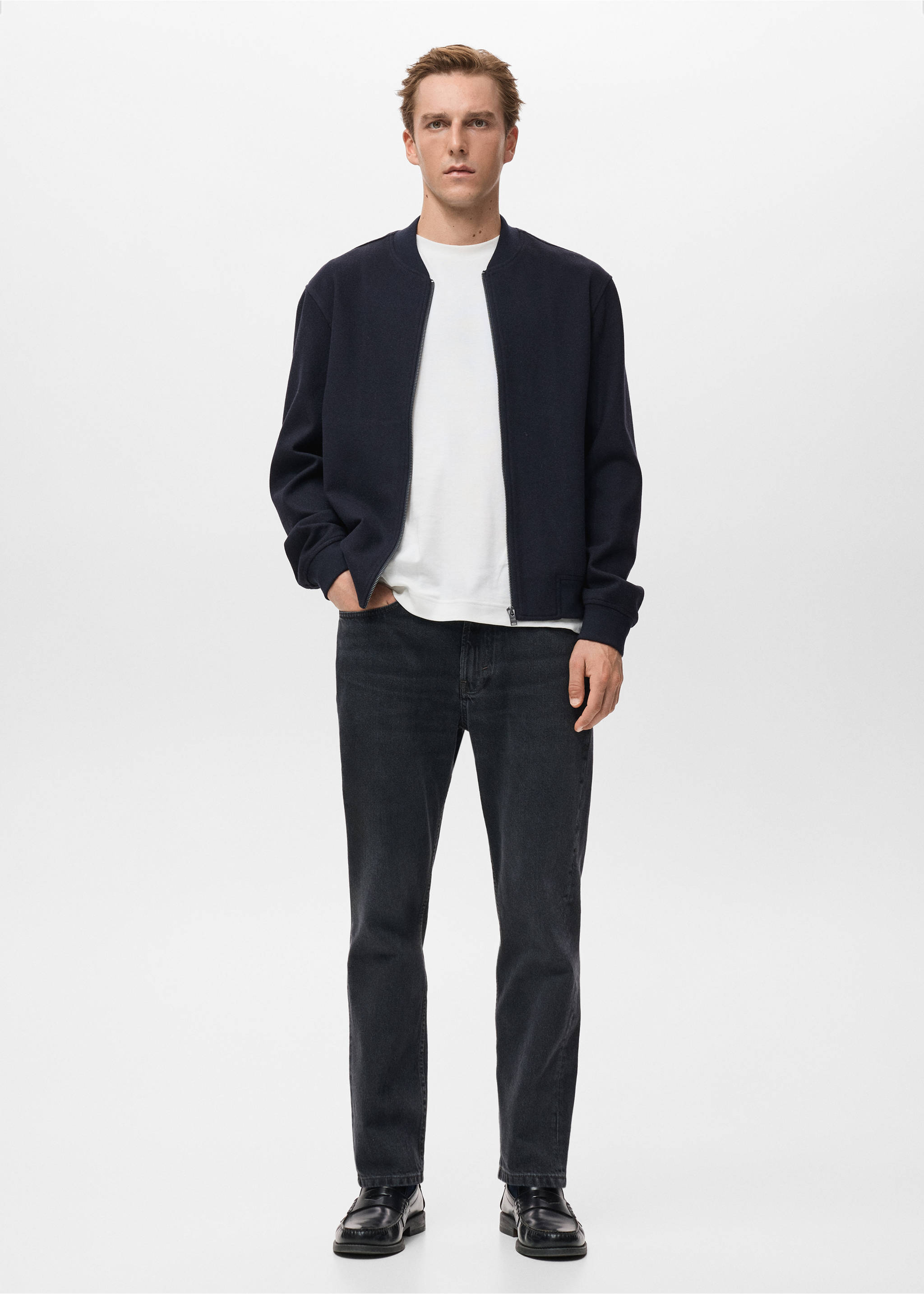 Bomber hoodie with zip - General plane, Navy. Ref: 17007905-00.