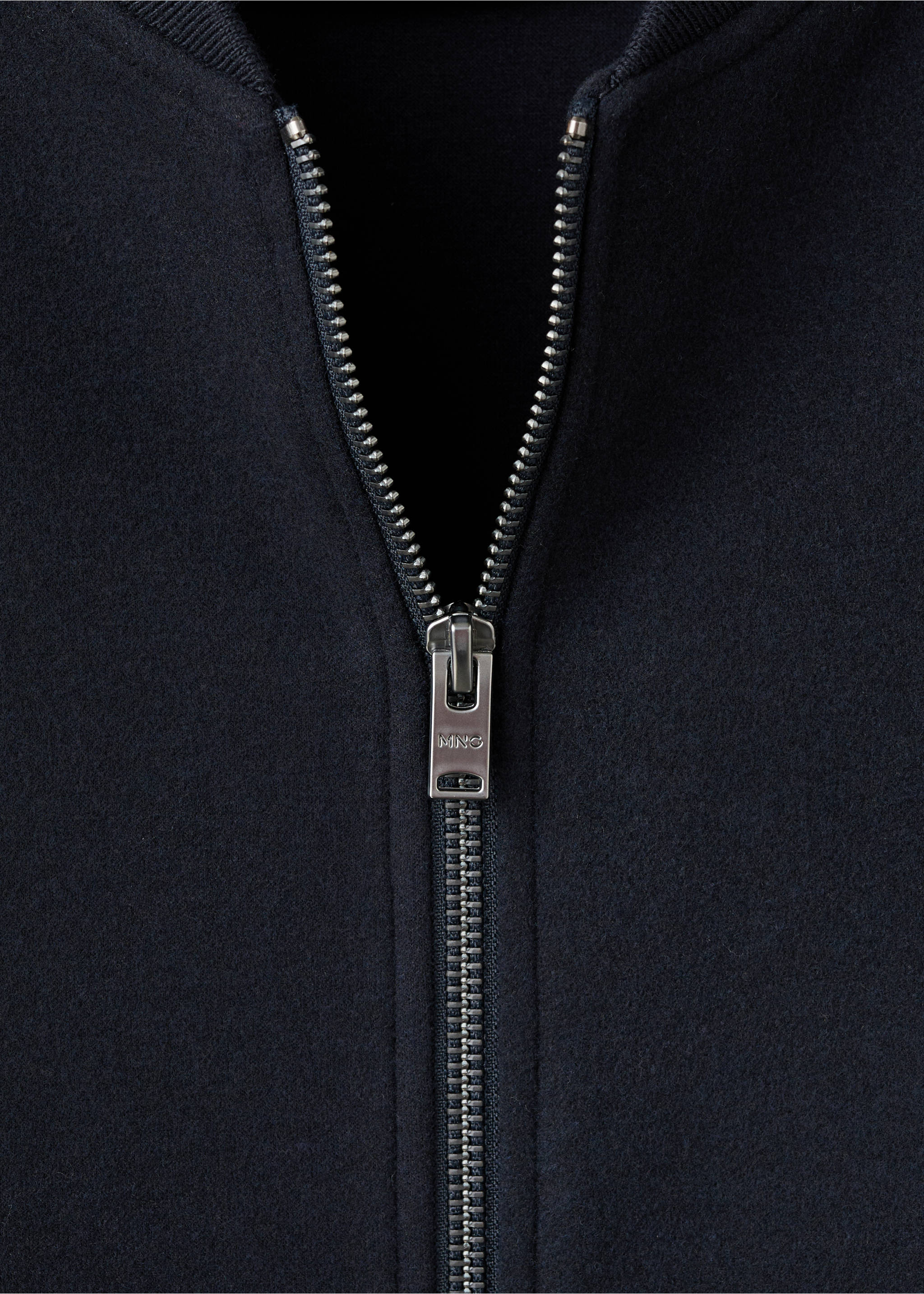 Bomber hoodie with zip - Details of the article 8, Navy. Ref: 17007905-00.