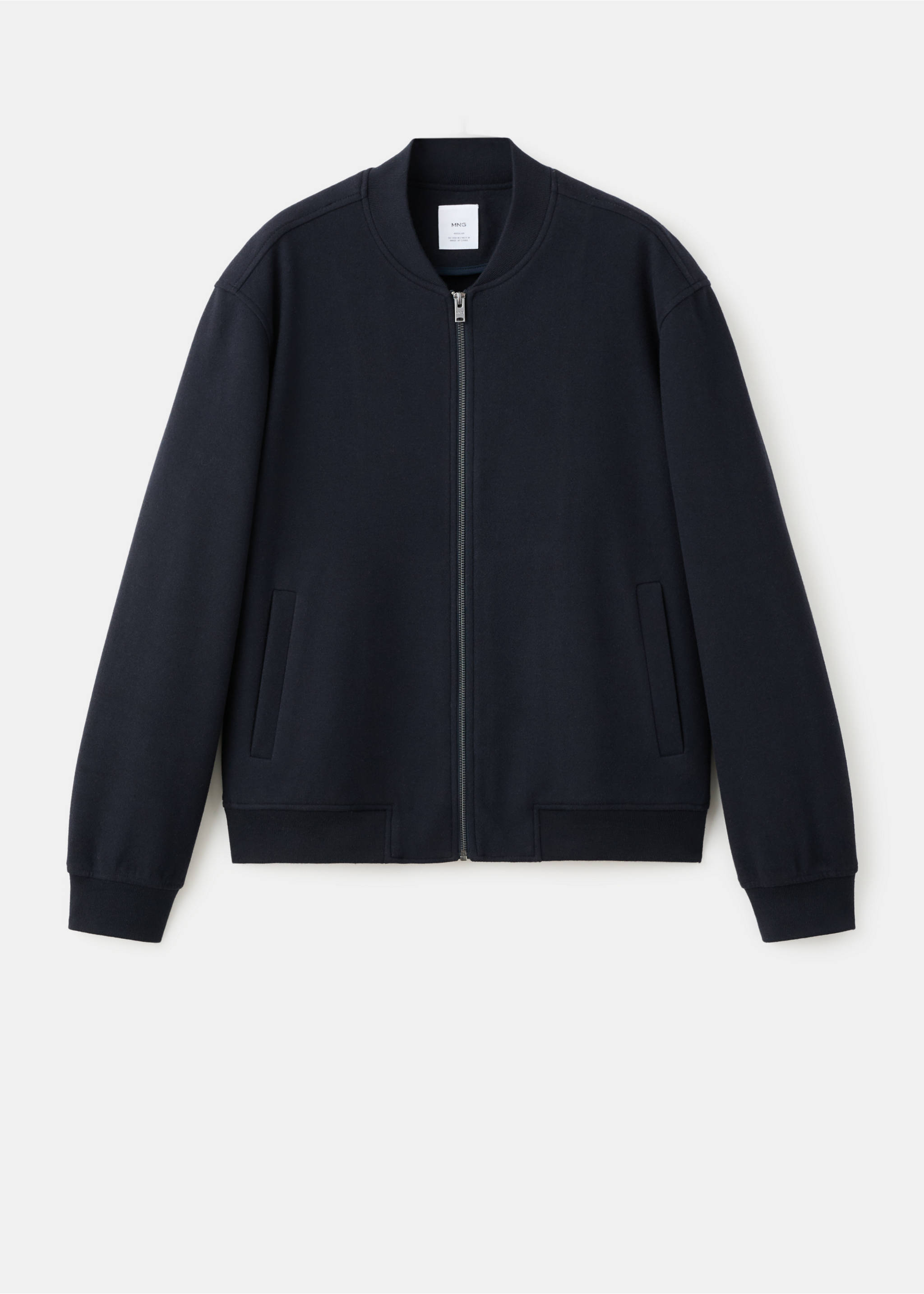 Bomber hoodie with zip - Article without model, Navy. Ref: 17007905-00.