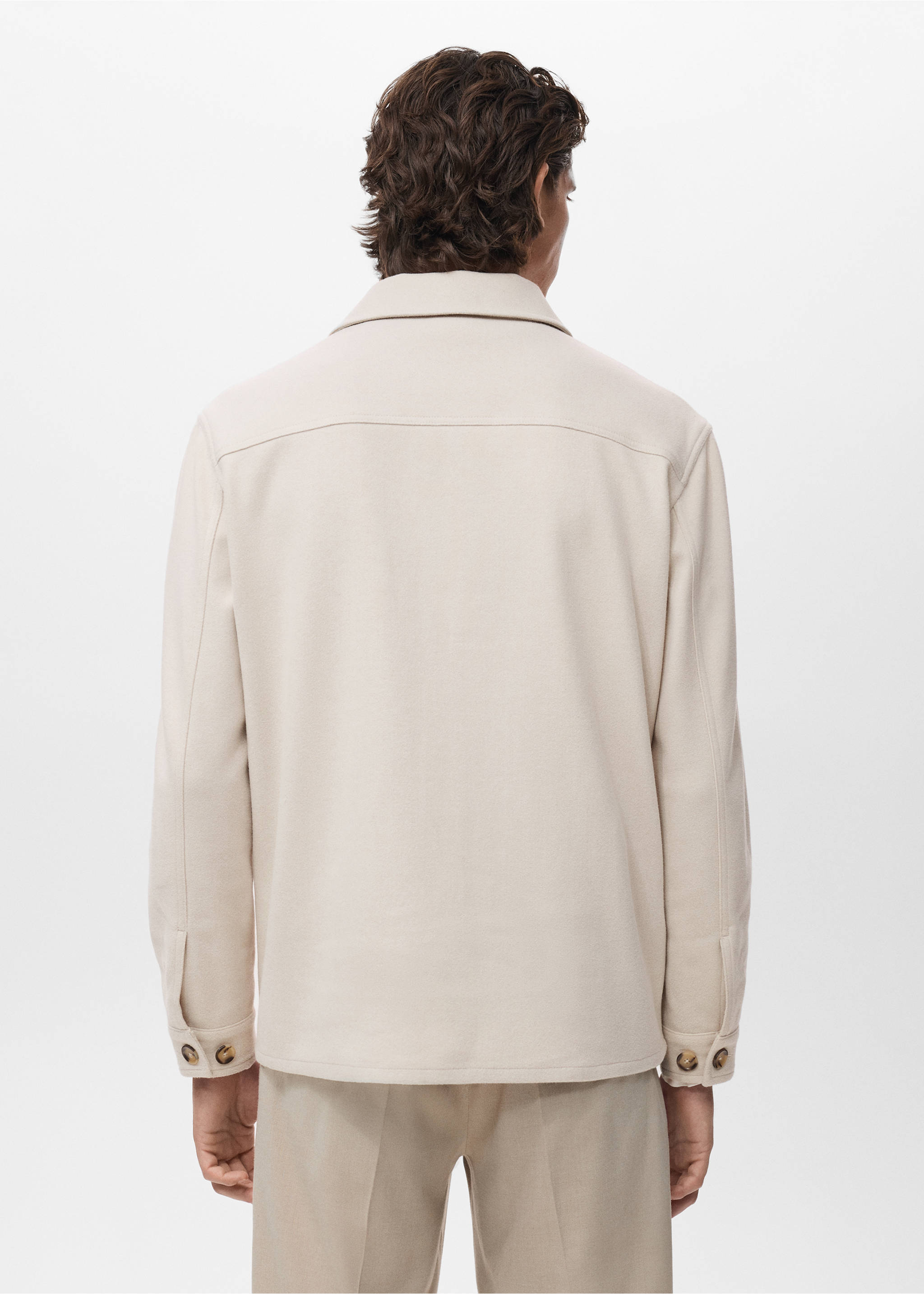 Regular fit flannel overshirt - Reverse of the article, Ecru. Ref: 17007906-00.