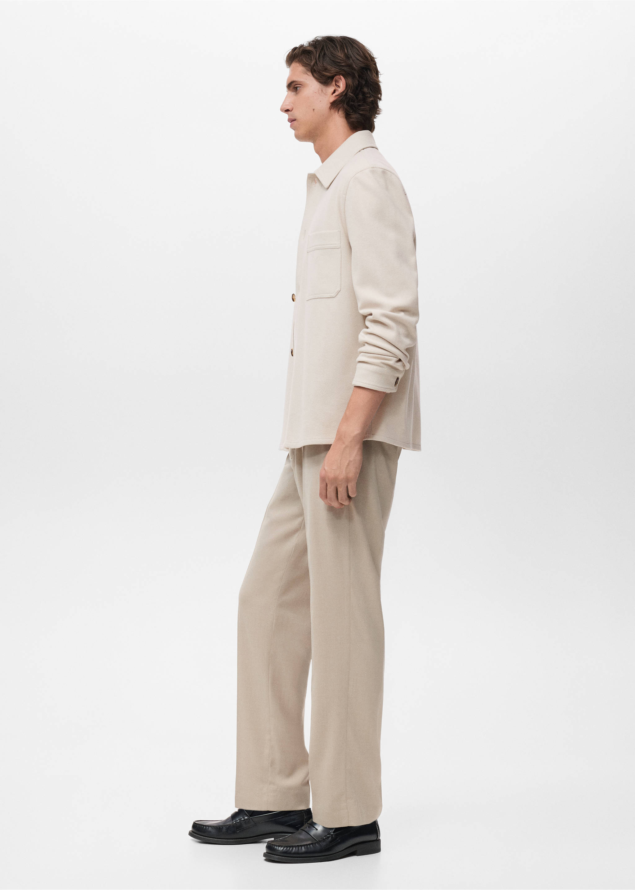 Regular fit flannel overshirt - Details of the article 2, Ecru. Ref: 17007906-00.