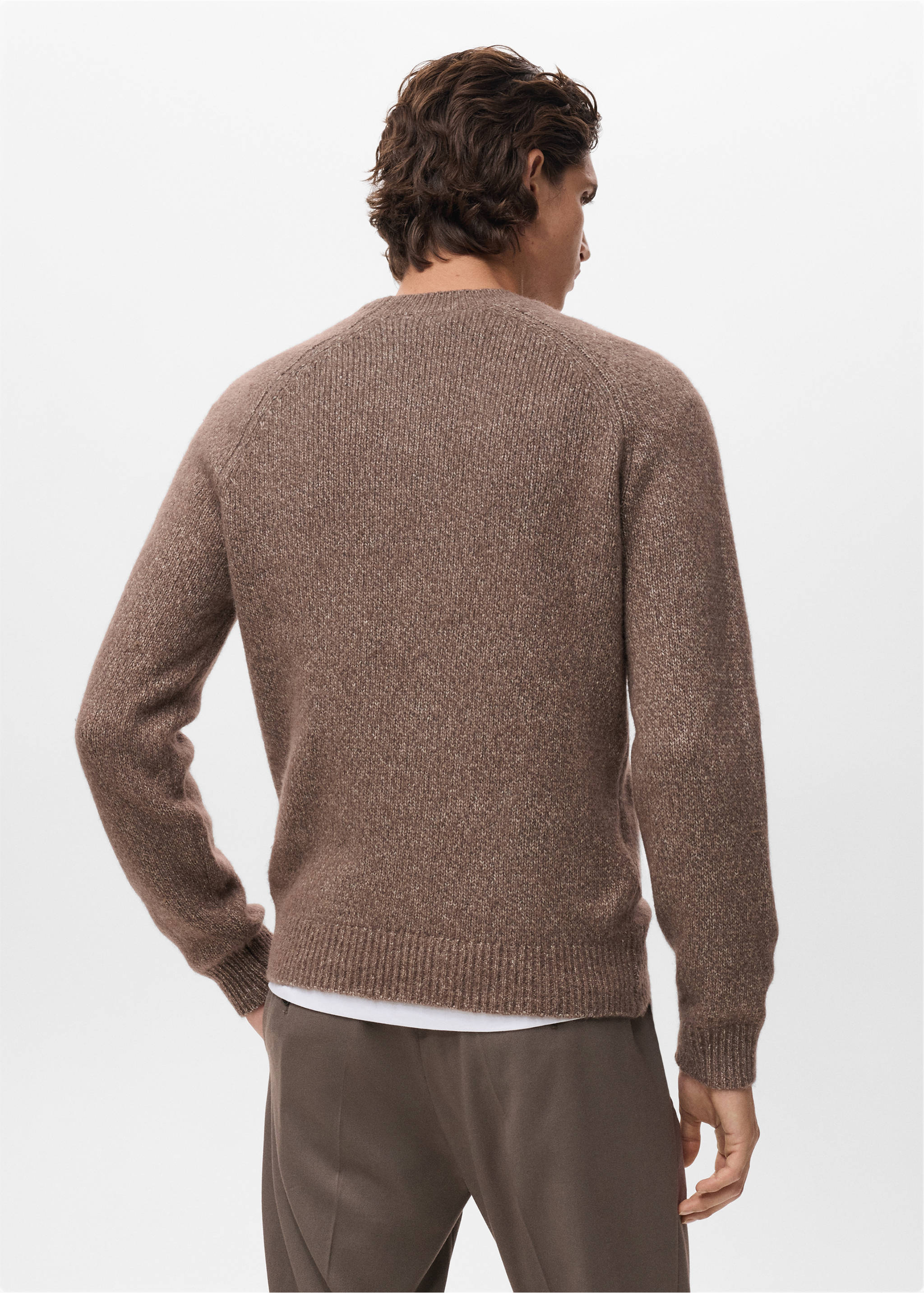Fine-knit wool-blend sweater - Reverse of the article, Medium Brown. Ref: 17007908-00.
