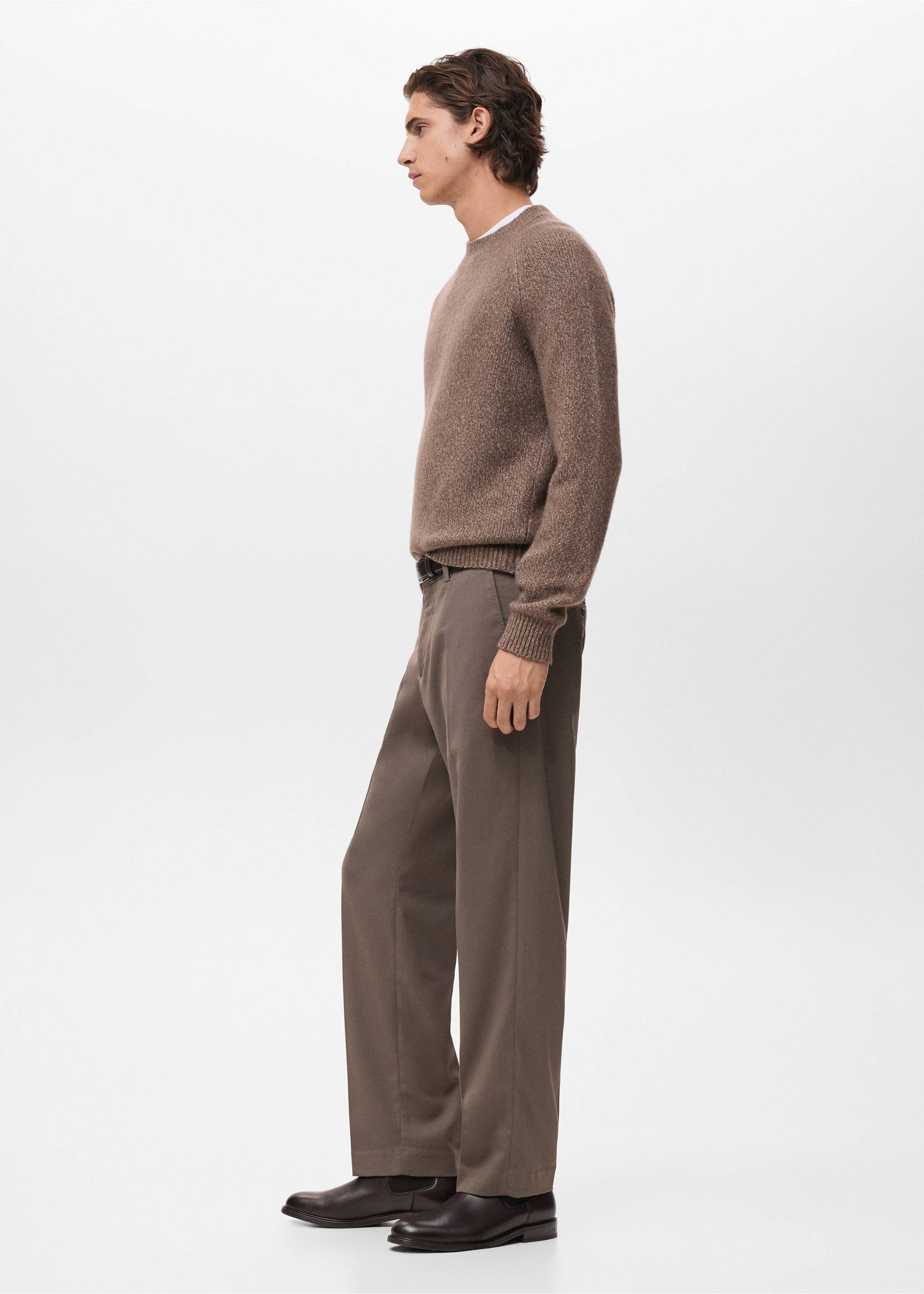 Fine-knit wool-blend sweater - Details of the article 2, Medium Brown. Ref: 17007908-00.
