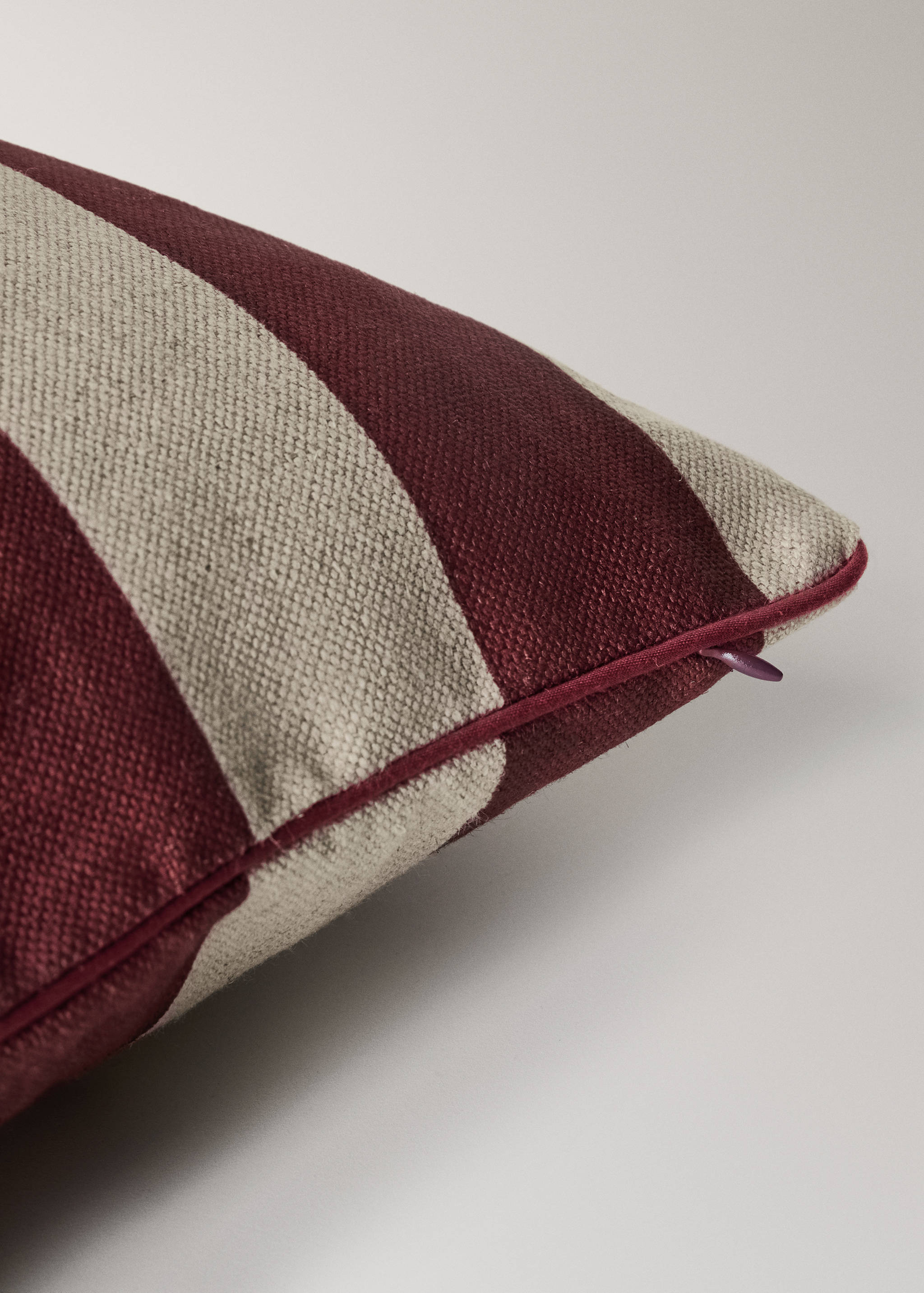Housse coussin lin rayure liseré 50x50 cm - Détail de l'article 1