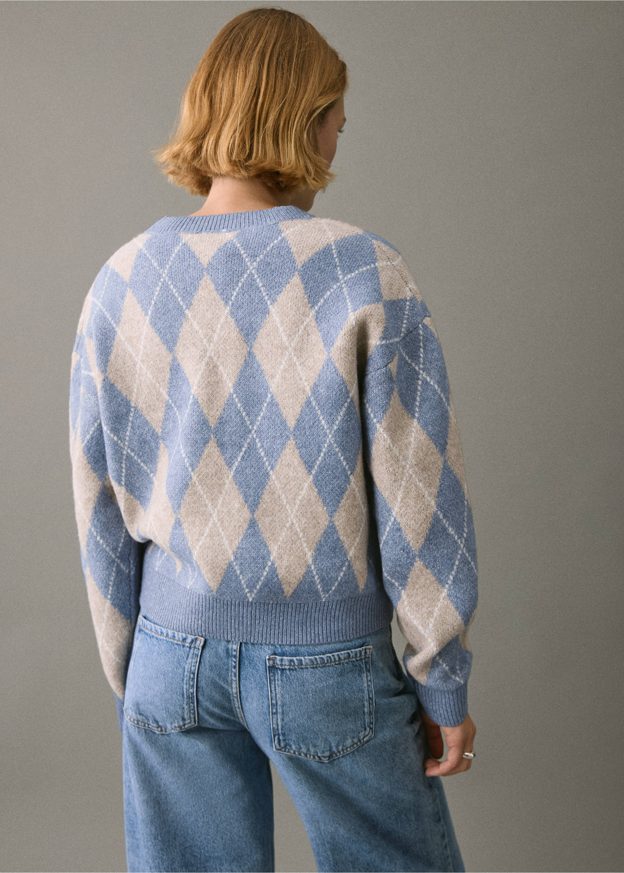 Rhombus design sweater - Reverse of the article, Blue. Ref: 17008272-00.