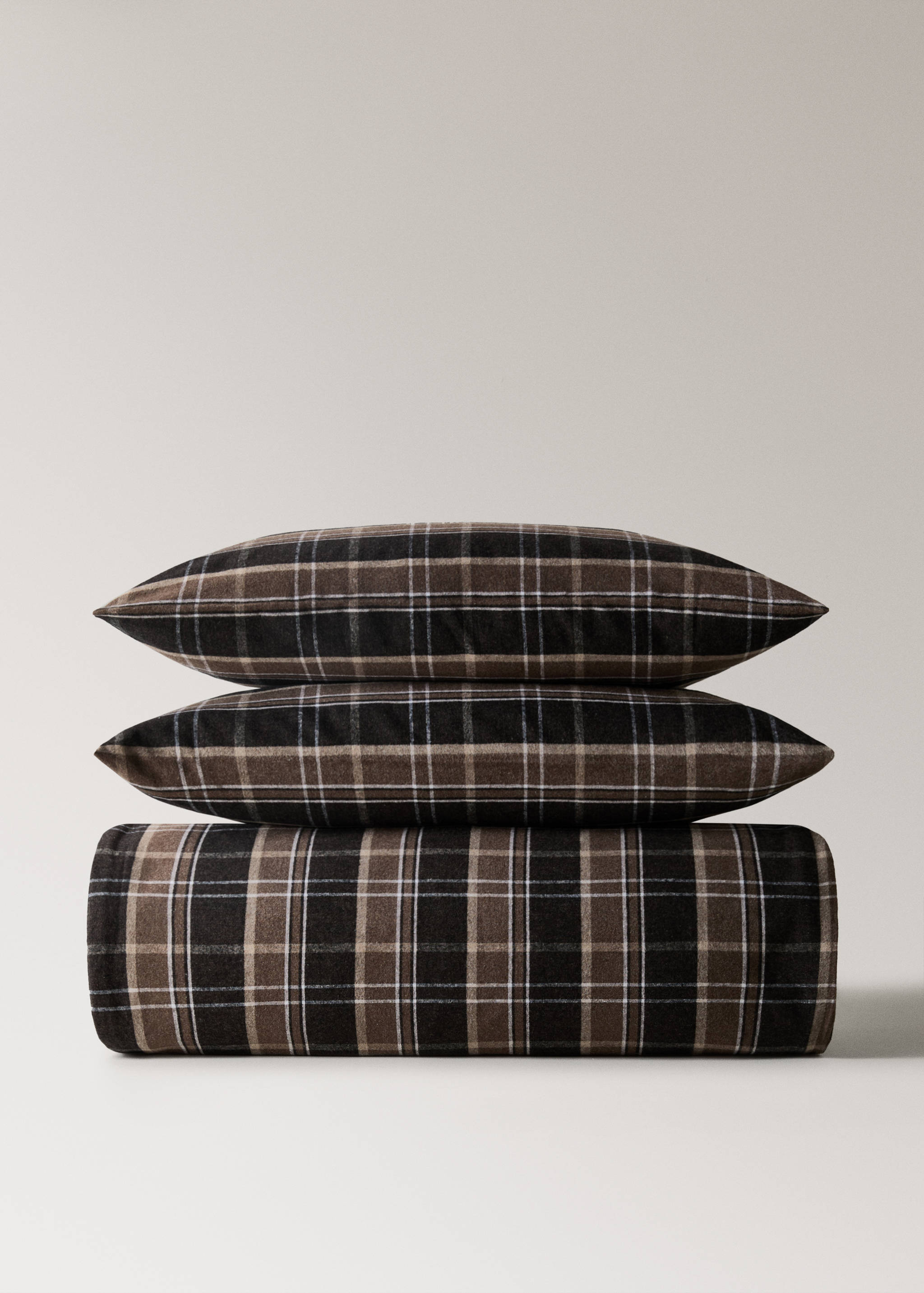 Housse de couette flanelle de coton avec fils mélangés à carreaux 150/160 cm - Article sans modèle
