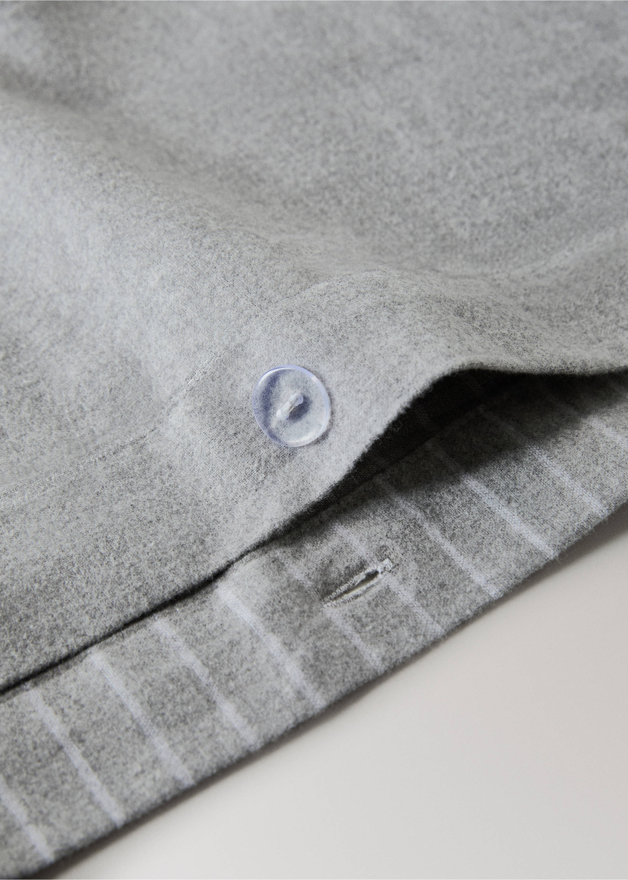 Melange cotton flannel duvet cover with fine-striped yarn for 135/140cm bed - Details of the article 1, Grey. Ref: 17008284-00.