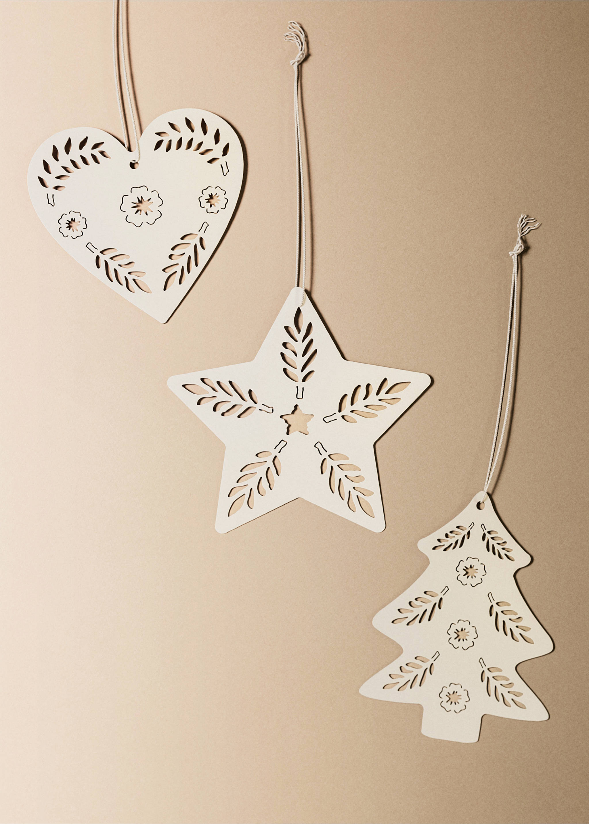 Weihnachtsbaumanhänger aus Papier, 9 Stk - Allgemeine Ansicht, Weiß. Ref: 17008320-00.