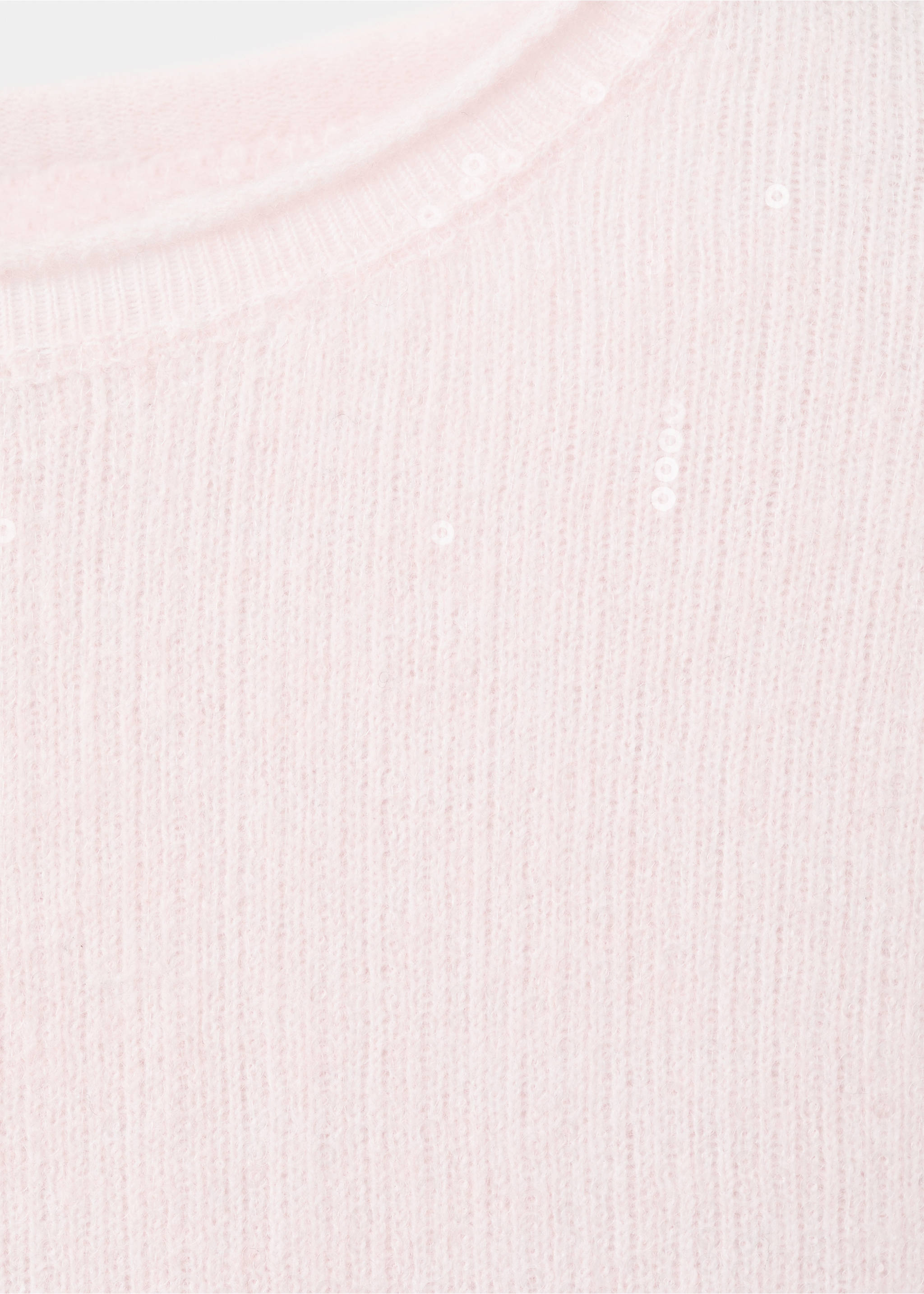 Short-sleeved sequin sweater - Details of the article 8, Pastel Pink. Ref: 17009127-00.