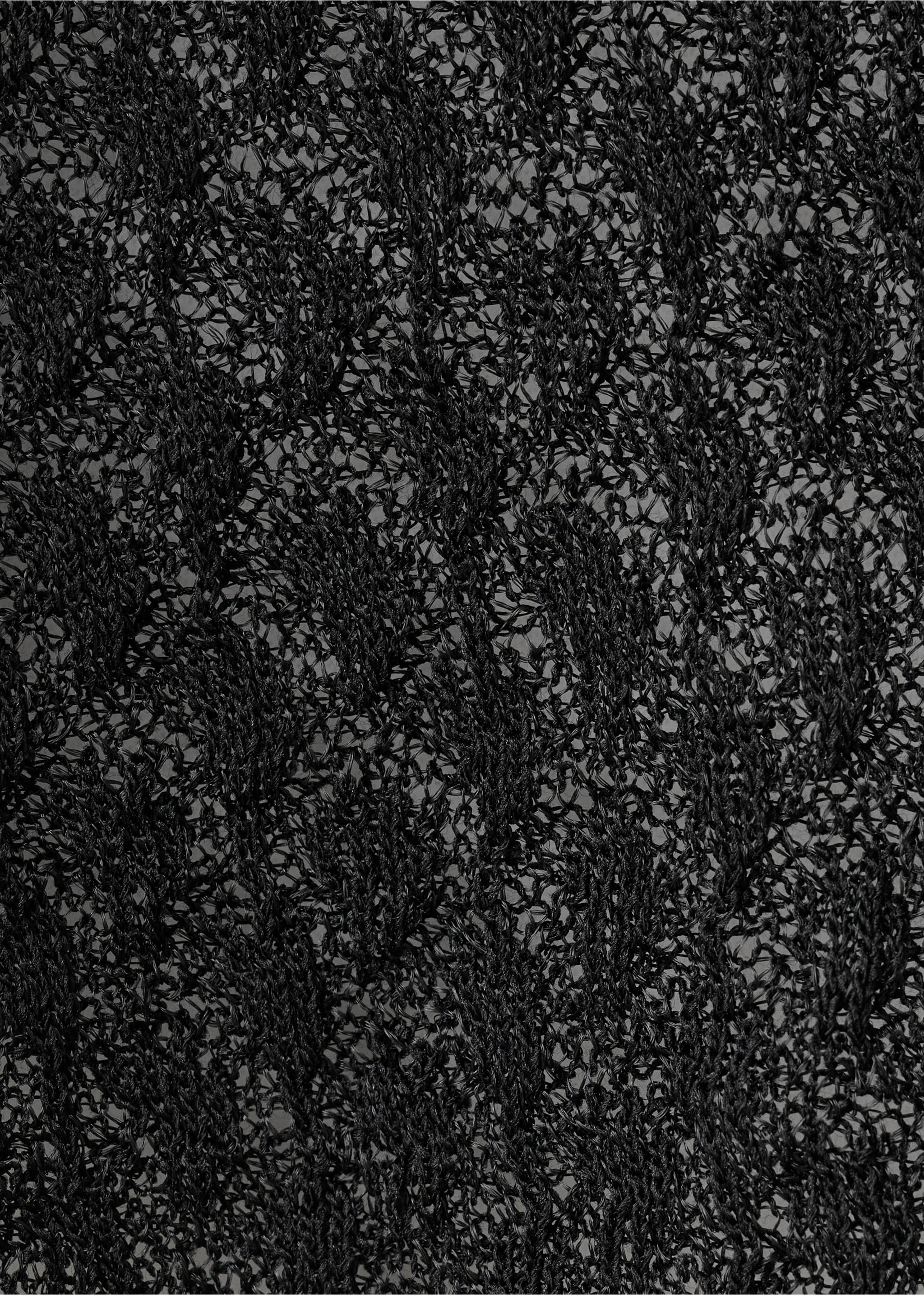 Close-up of a black open-work knitted sweater texture., Black. Ref: 17009133-00.