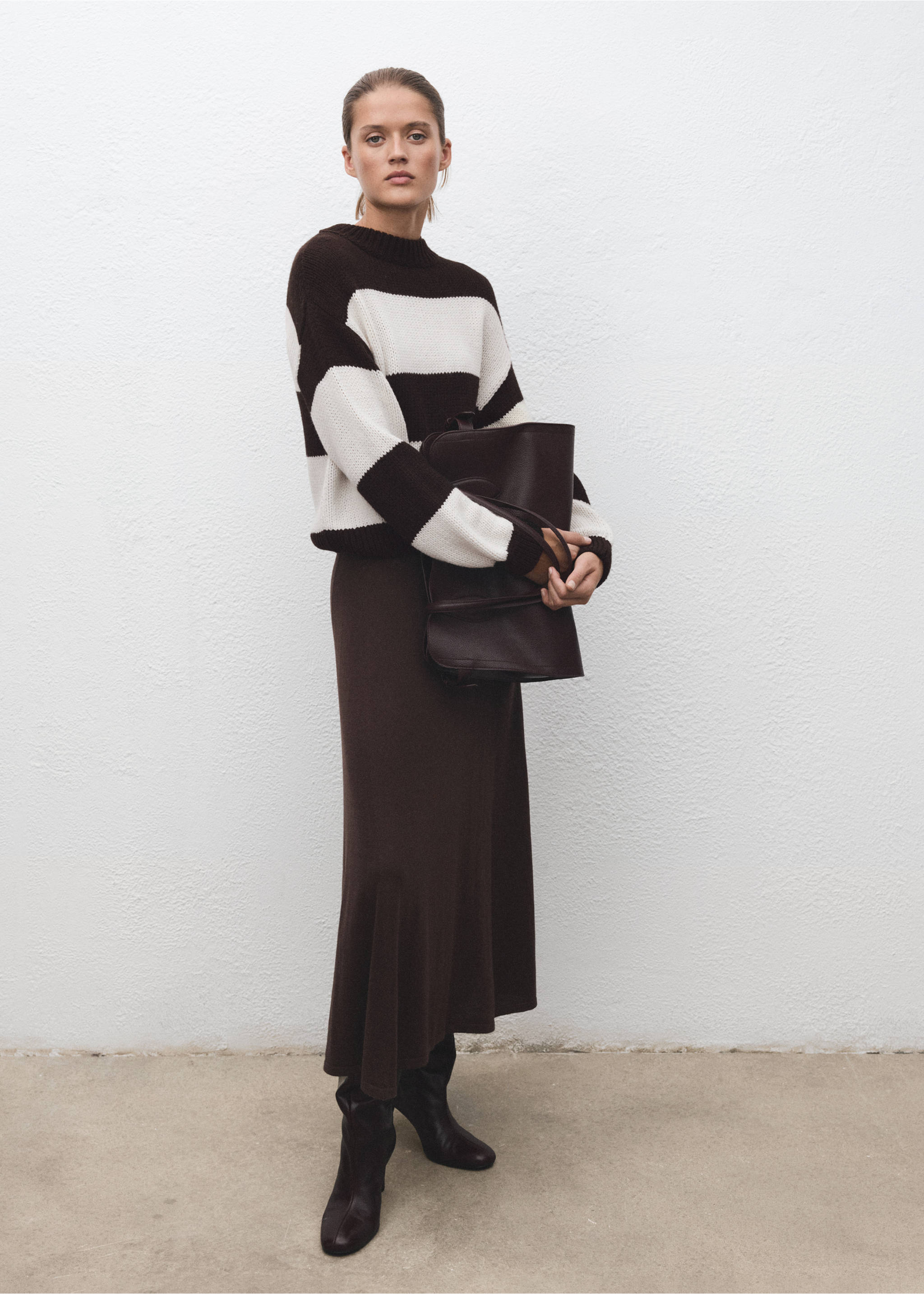 Knit striped sweater - General plane, Ecru. Ref: 17009139-00.