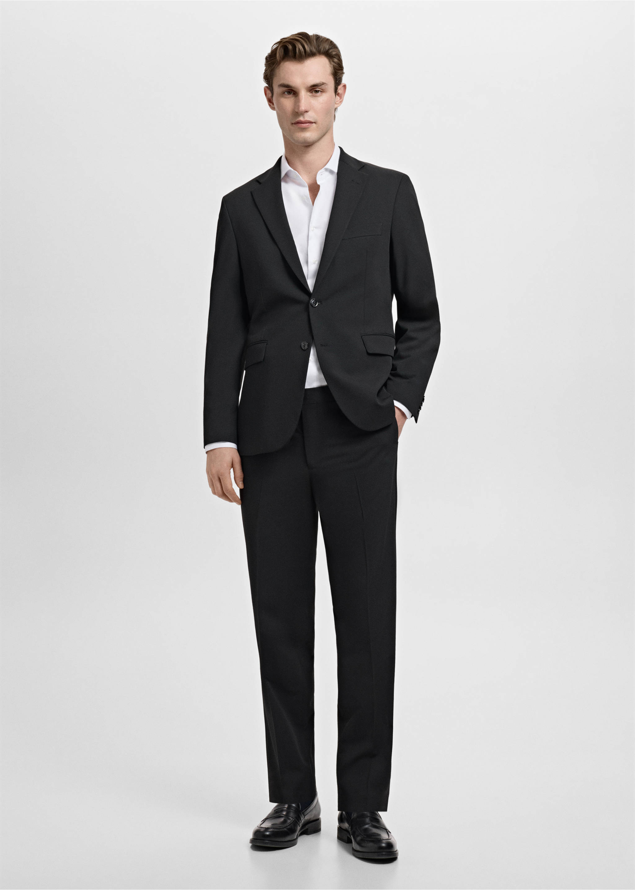 London regular-fit suit jacket - General plane, Black. Ref: 17009607-00.