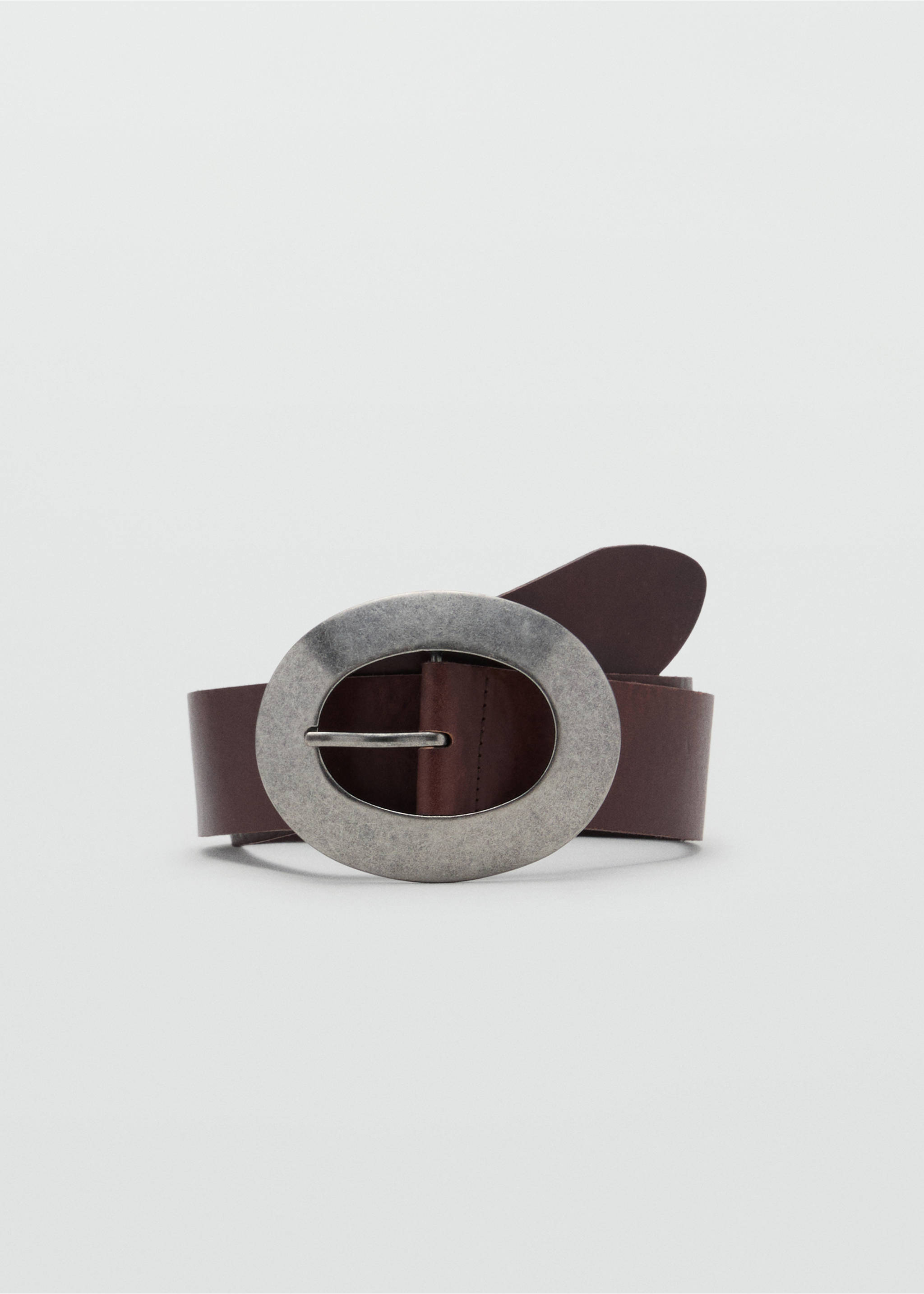 Rounded buckle leather belt - Article without model, Chocolate. Ref: 17011138-00.