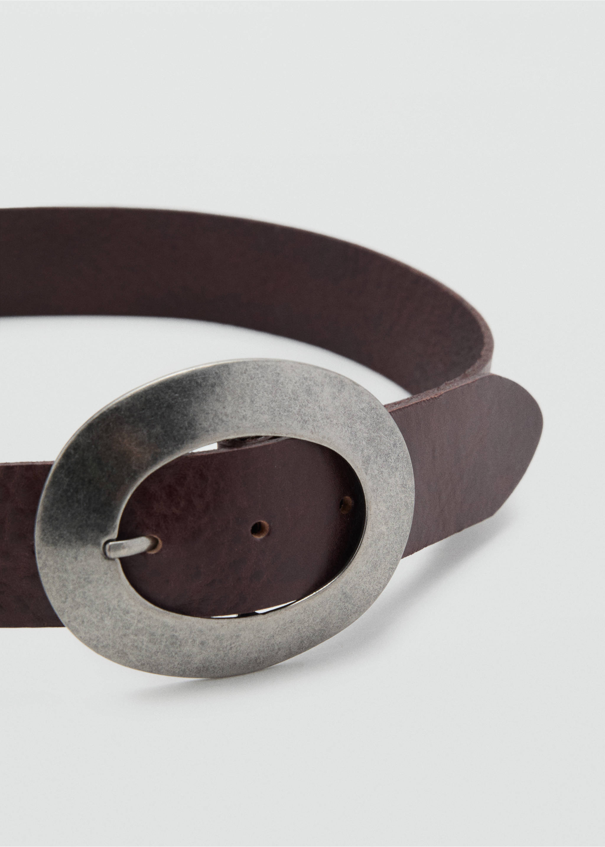 Rounded buckle leather belt - Medium plane, Chocolate. Ref: 17011138-00.